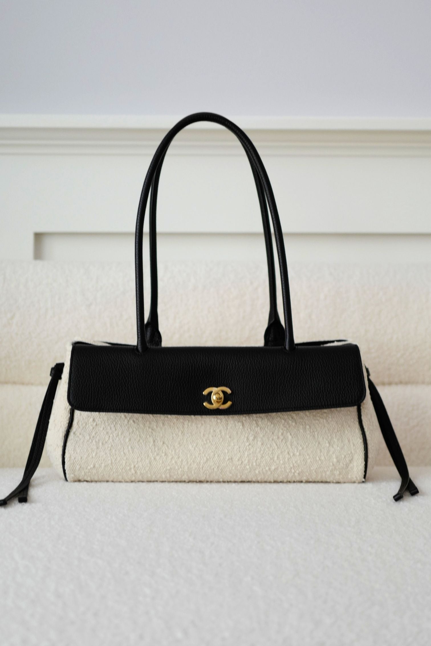Chanel 26S Small Shopping Bag Matthieu Blazy Black/Ecru Tweed Leather SS26