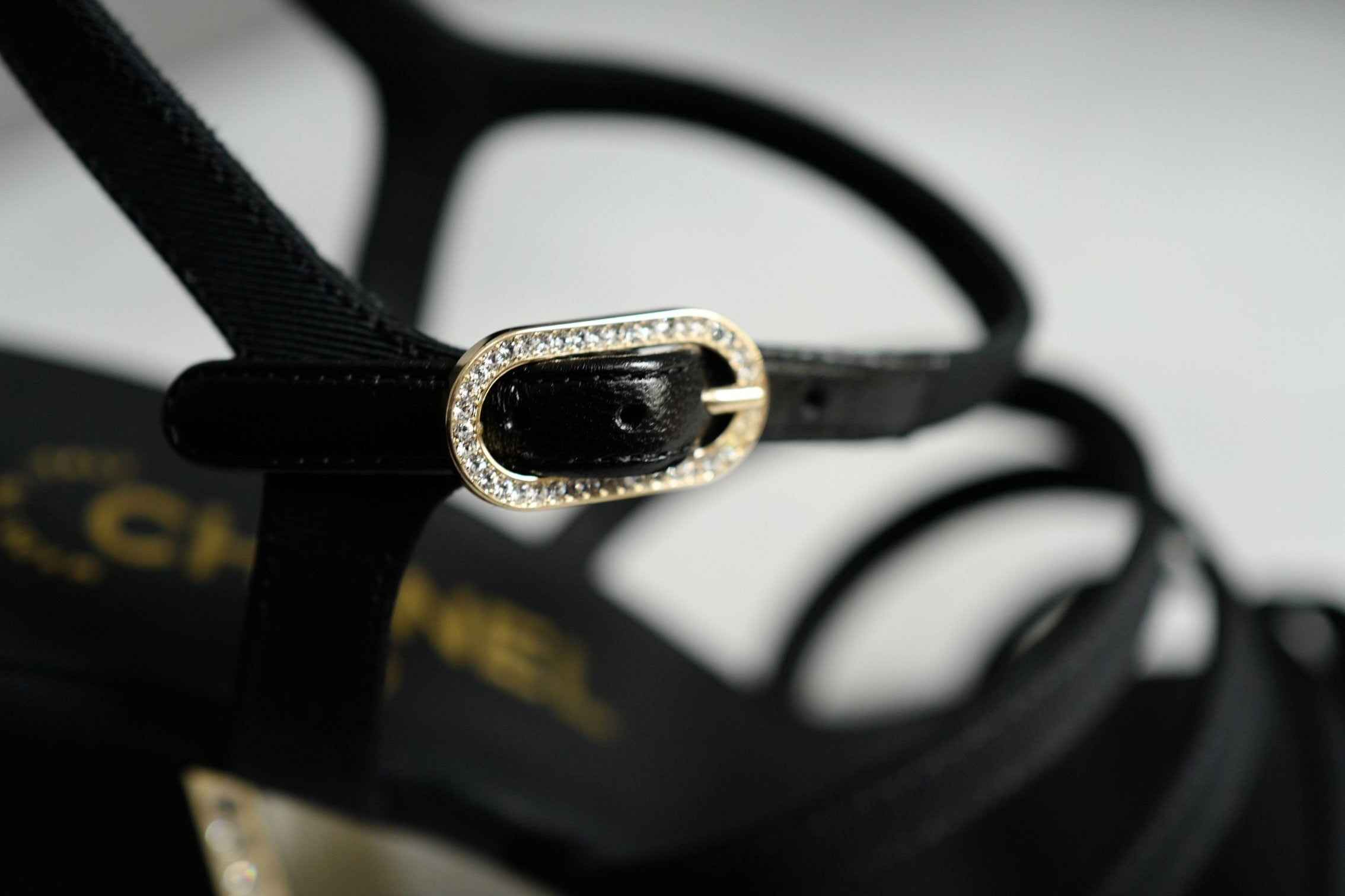 BNIB Chanel 24B Strappy Heels in Black with Crystals Rhinestone Heels size 38