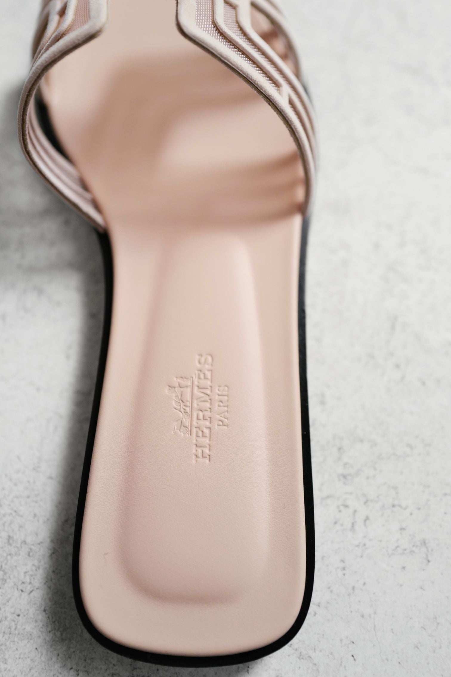BNIB Hermes Oran Sandal Chevre Velours Resille Arcai Beige Nude Size 38