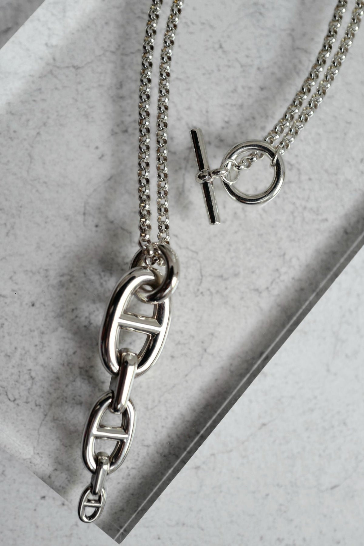 Hermes Chaine d'ancre  Necklace Silver Enchainee pendant