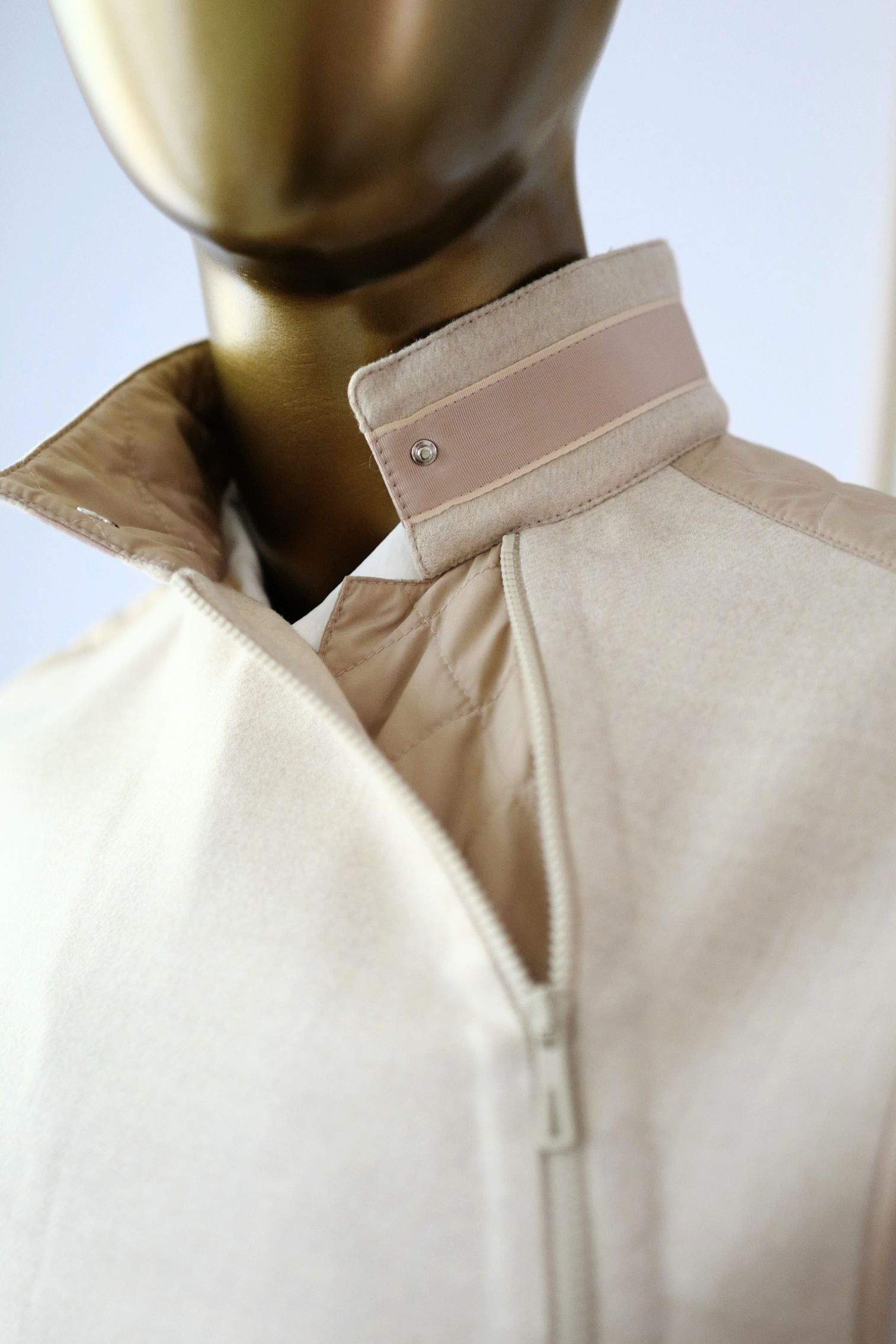 Hermès Blouson Sans Manches Mix Matière Blanc Marbre Wool Size 36