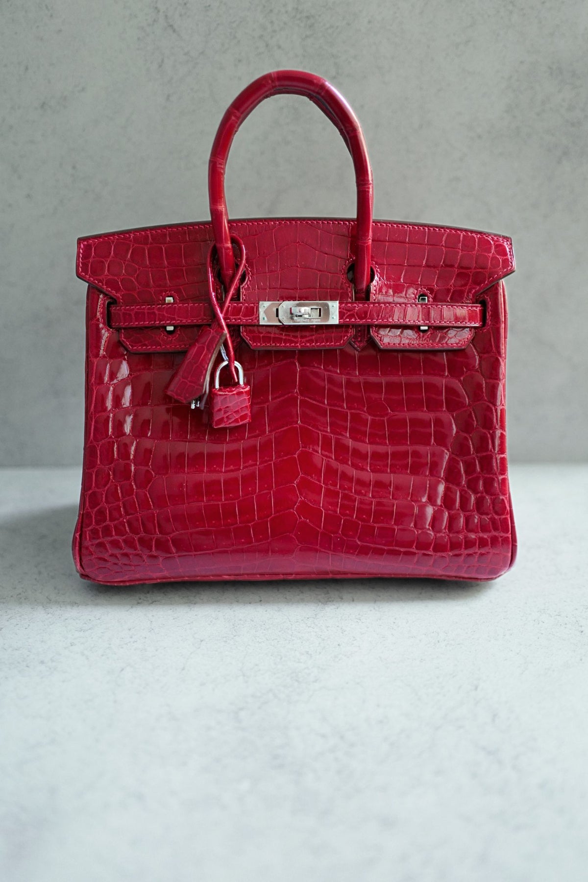 Hermes Birkin 25 Braise Shiny Niloticus Crocodile Palladium Hardware