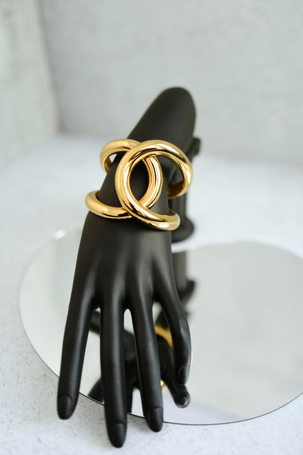NEW Chanel 26K Cuff Bracelet Metal Gold Interlocking CC Logo