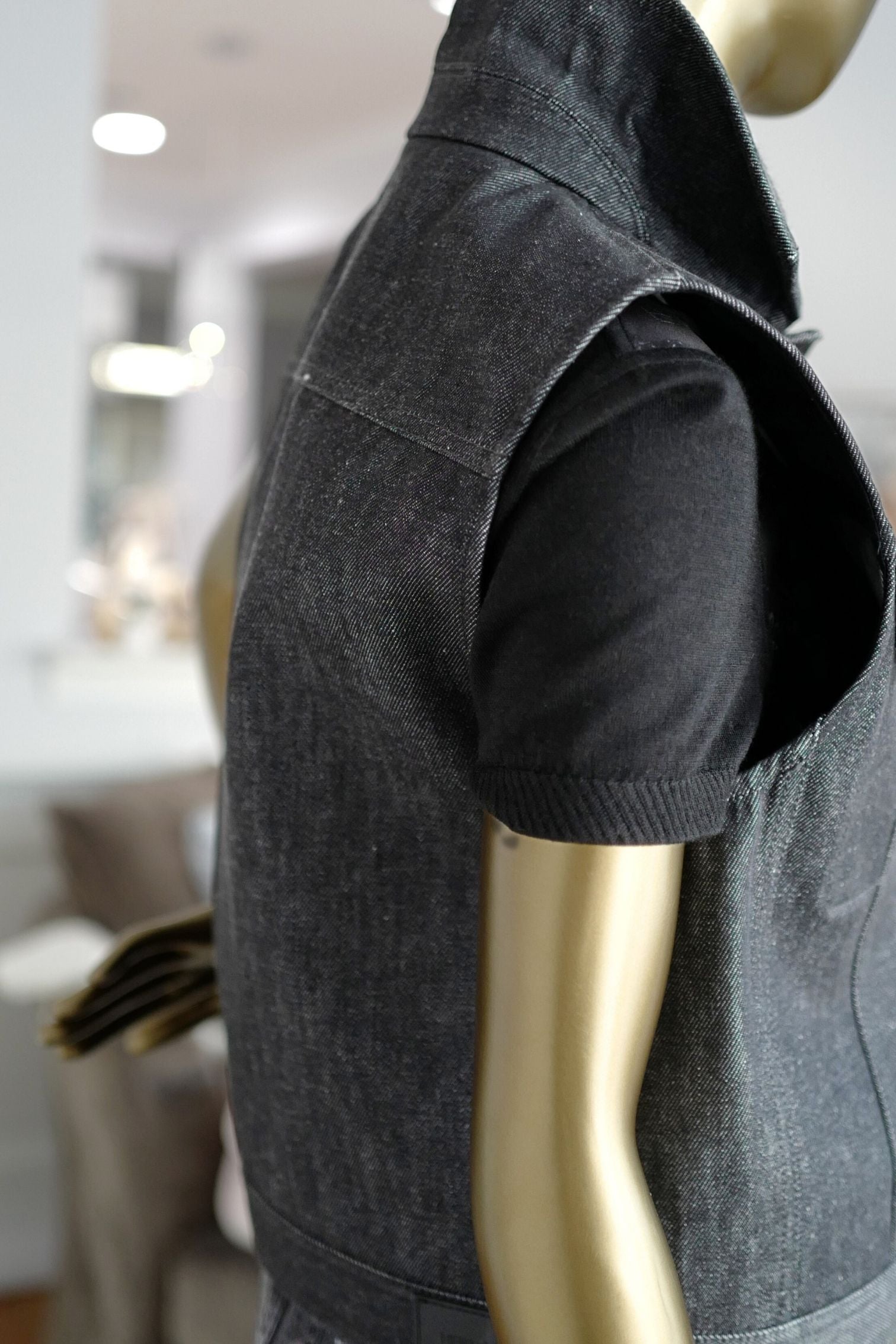 Hermès Sleeveless Vest Jacket Natural Pigment Denim Gris Carbone Size 38