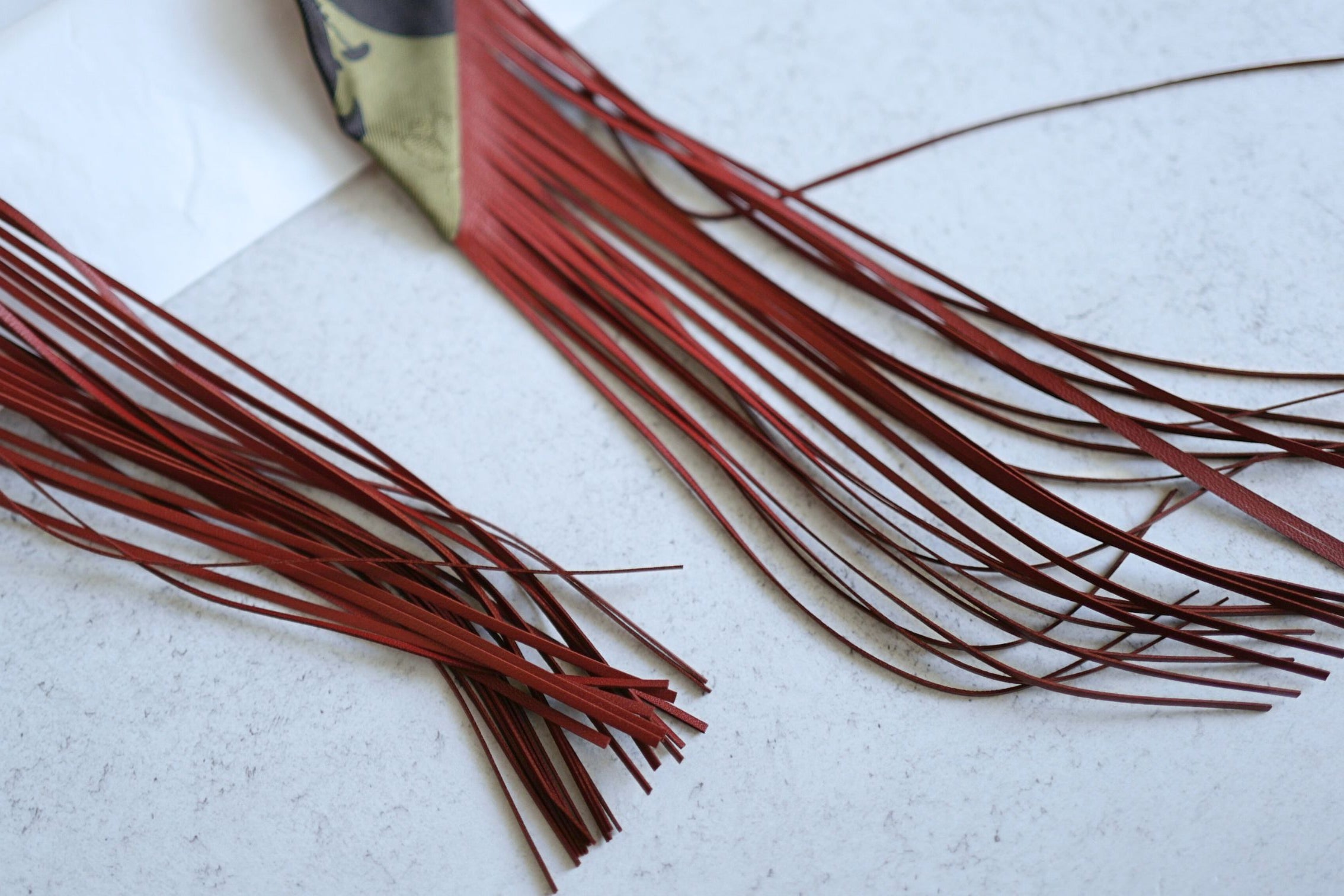 Hermès Twilly Bouquet Final Silk Noir/Vert Loden/Rouge H with Leather Fringe