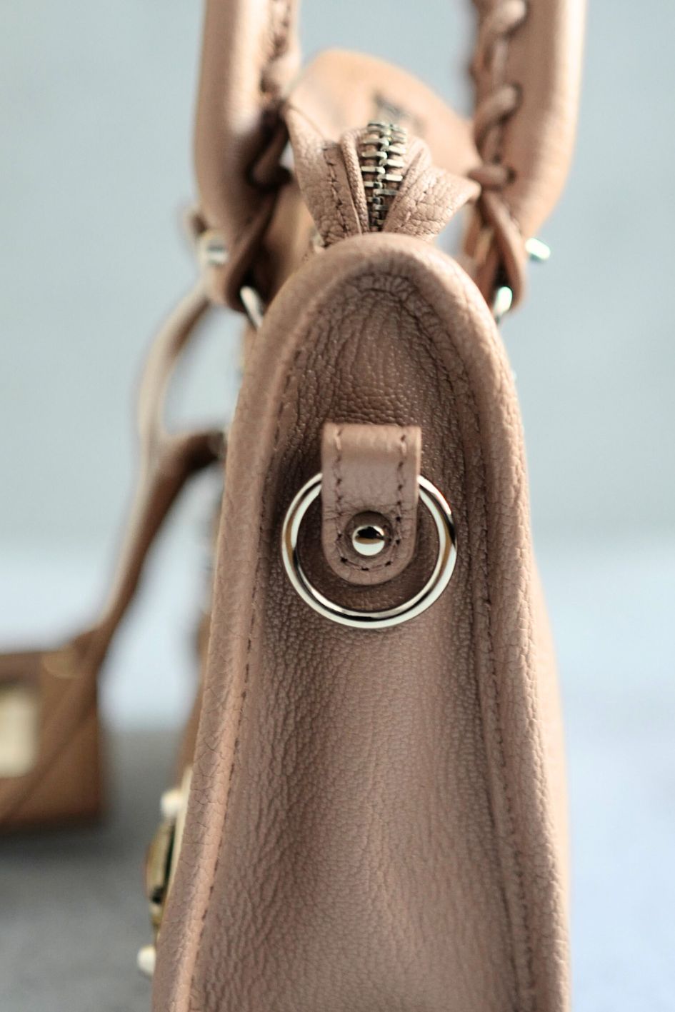 Balenciaga Nano City In Rose Sable Beige Nude Color With Metalic Edge