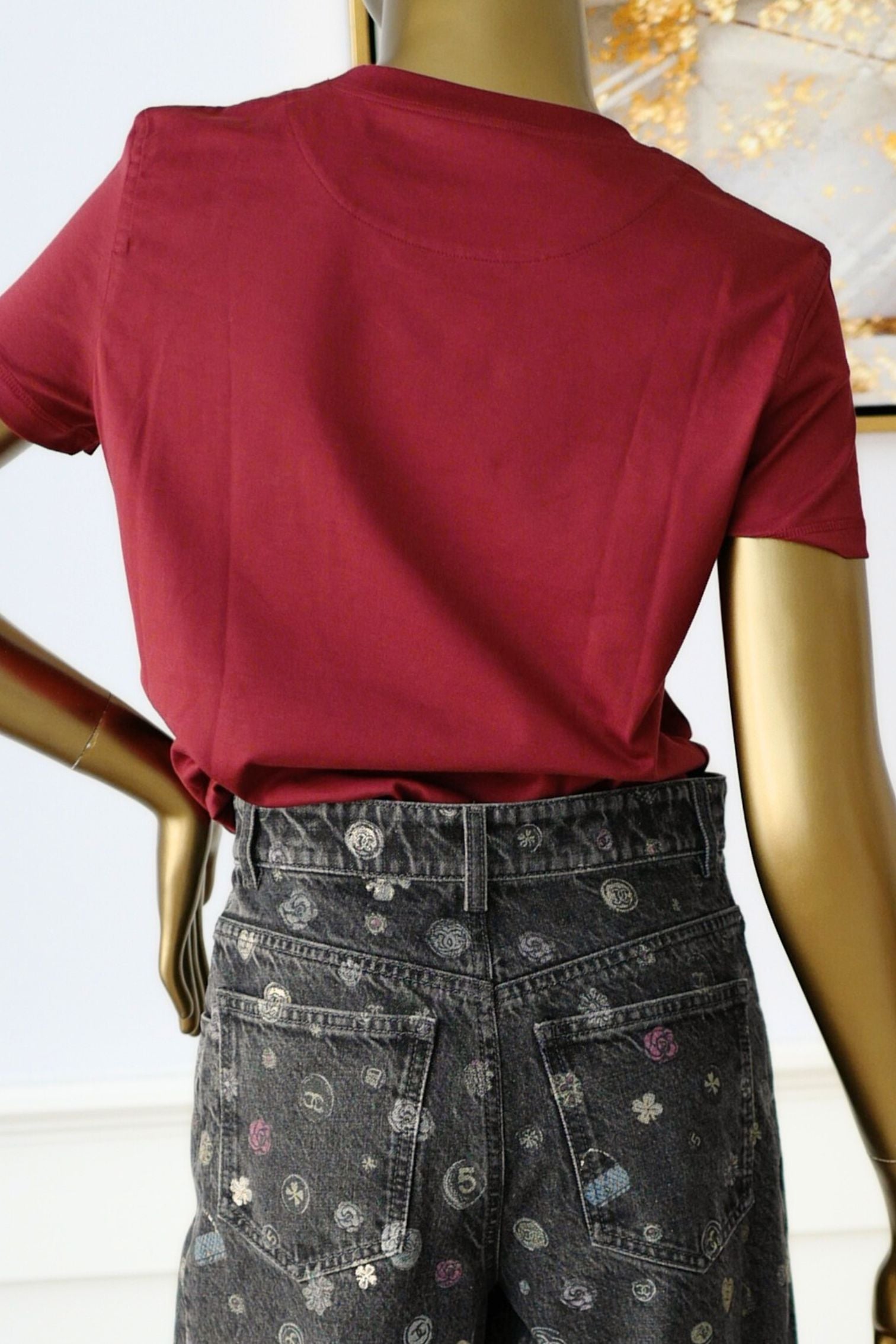 Hermès Embroidered Pocket T-Shirt Rouge Carmin Cotton Crewneck Size 36