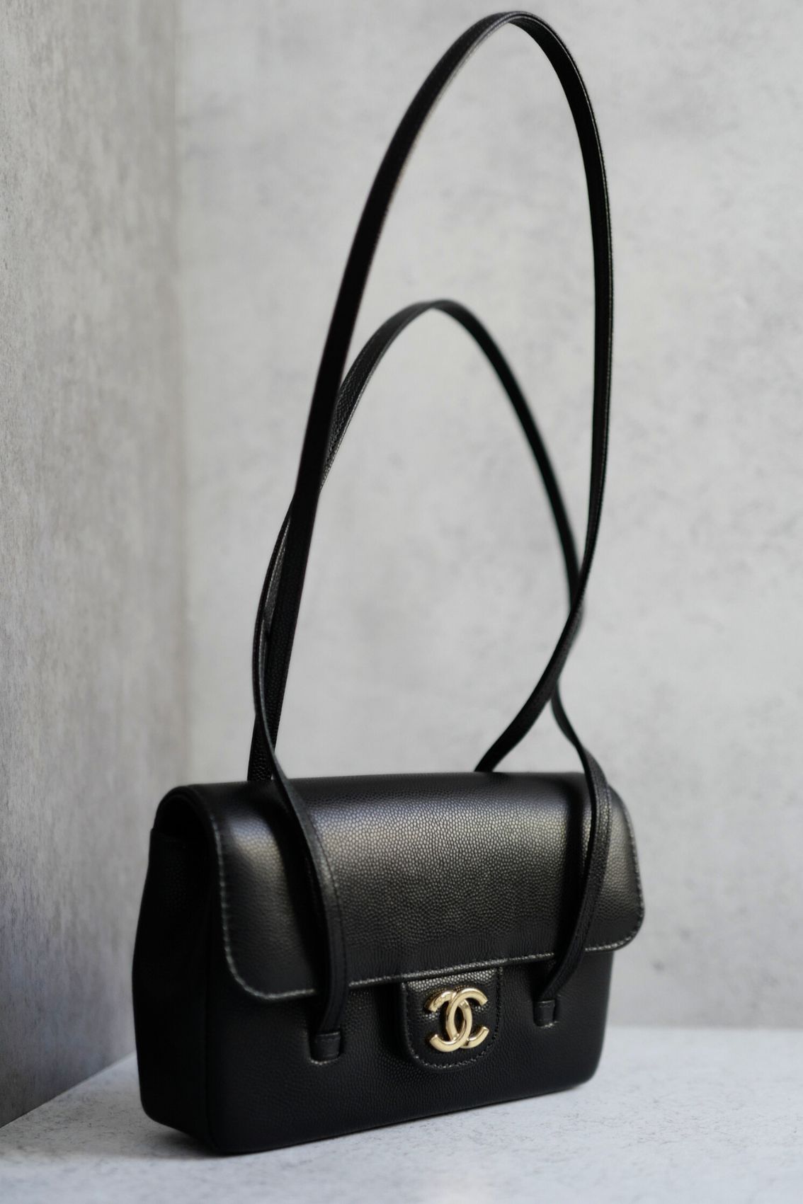 Chanel 26 Preppy Coco 17 Mini Black Grained Shiny Calfskin Gold Hardware