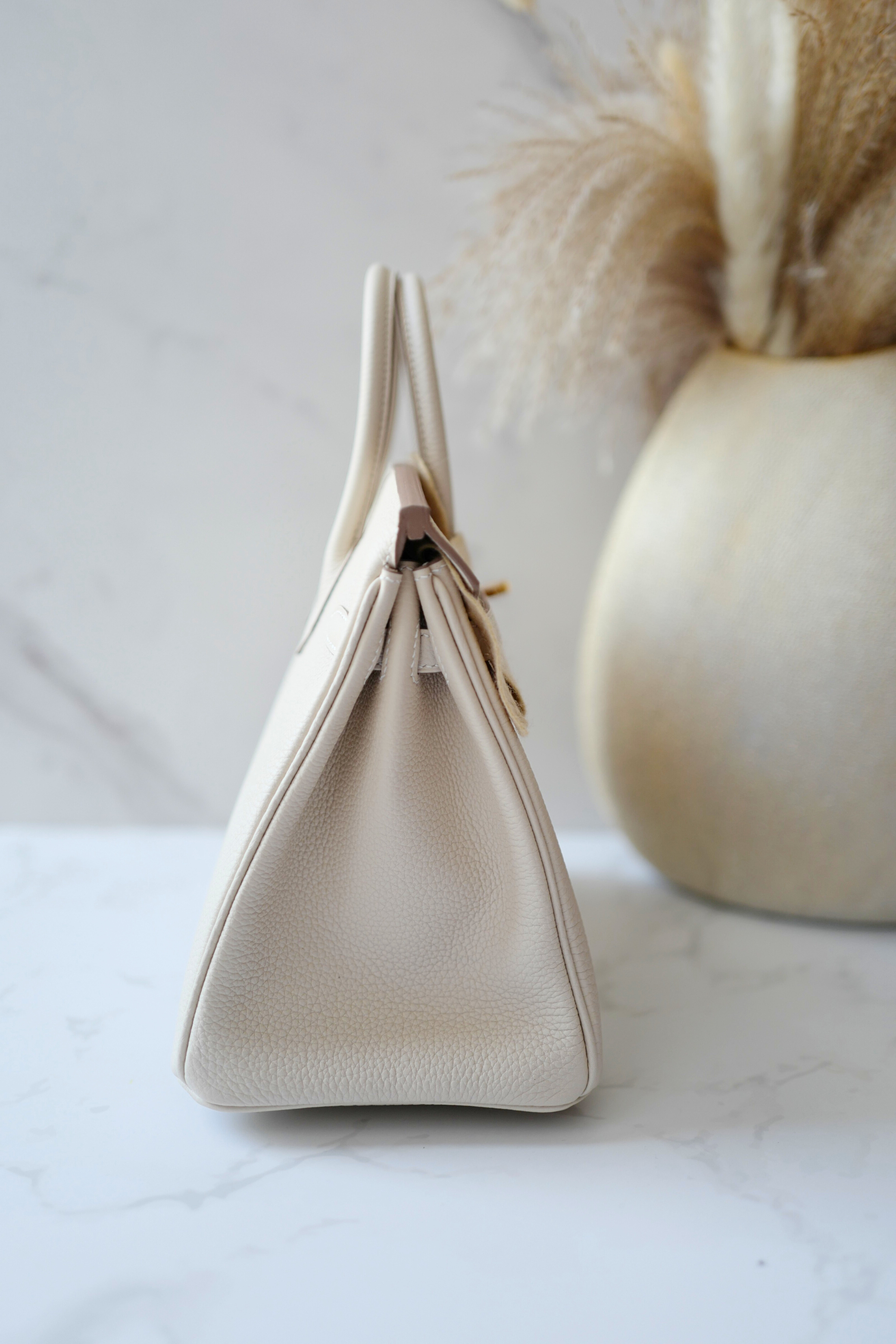 BNIB Hermès Birkin 25 Bag Craie Togo Leather with Gold Hardware