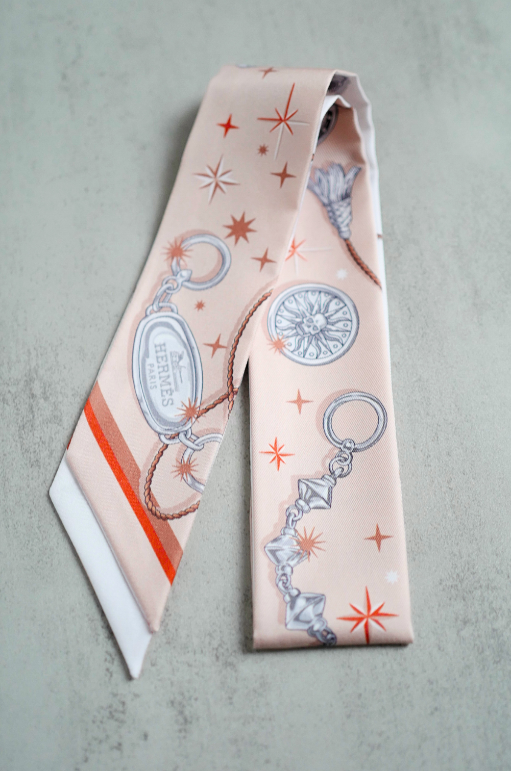 Hermès C’est La Fête Twilly Beige Rose / Caramel / Blanc