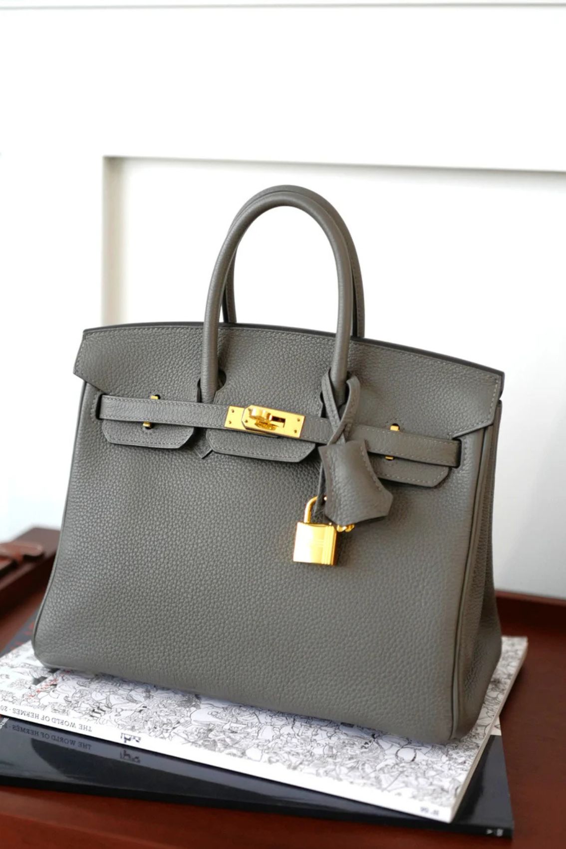Hermès Birkin 25 Gris Meyer Togo Leather Gold Hardware D Stamp
