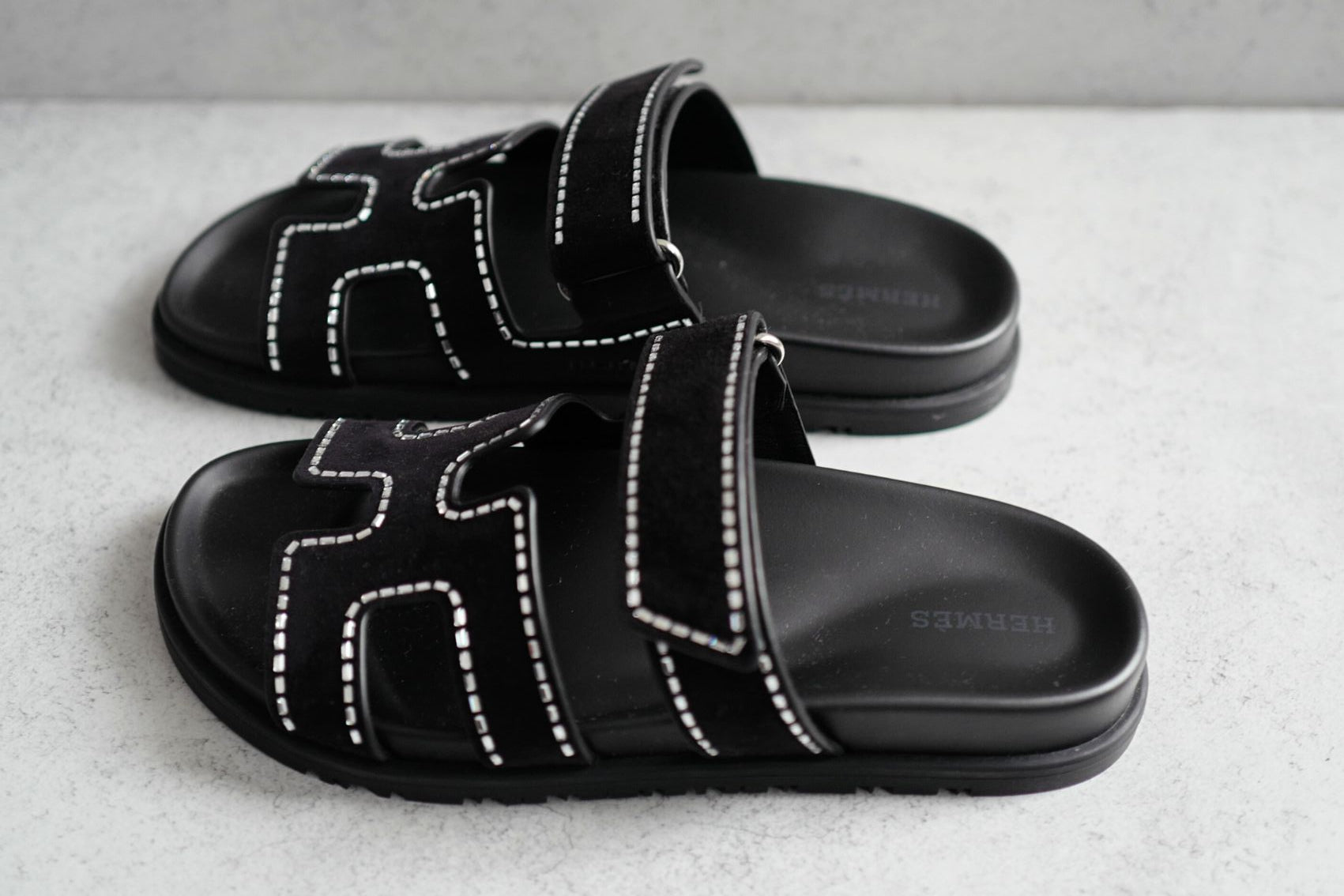 *BNIB* Hermes Womens Chypre Noir with Rhinestone Detail Calfskin Suede Size 37