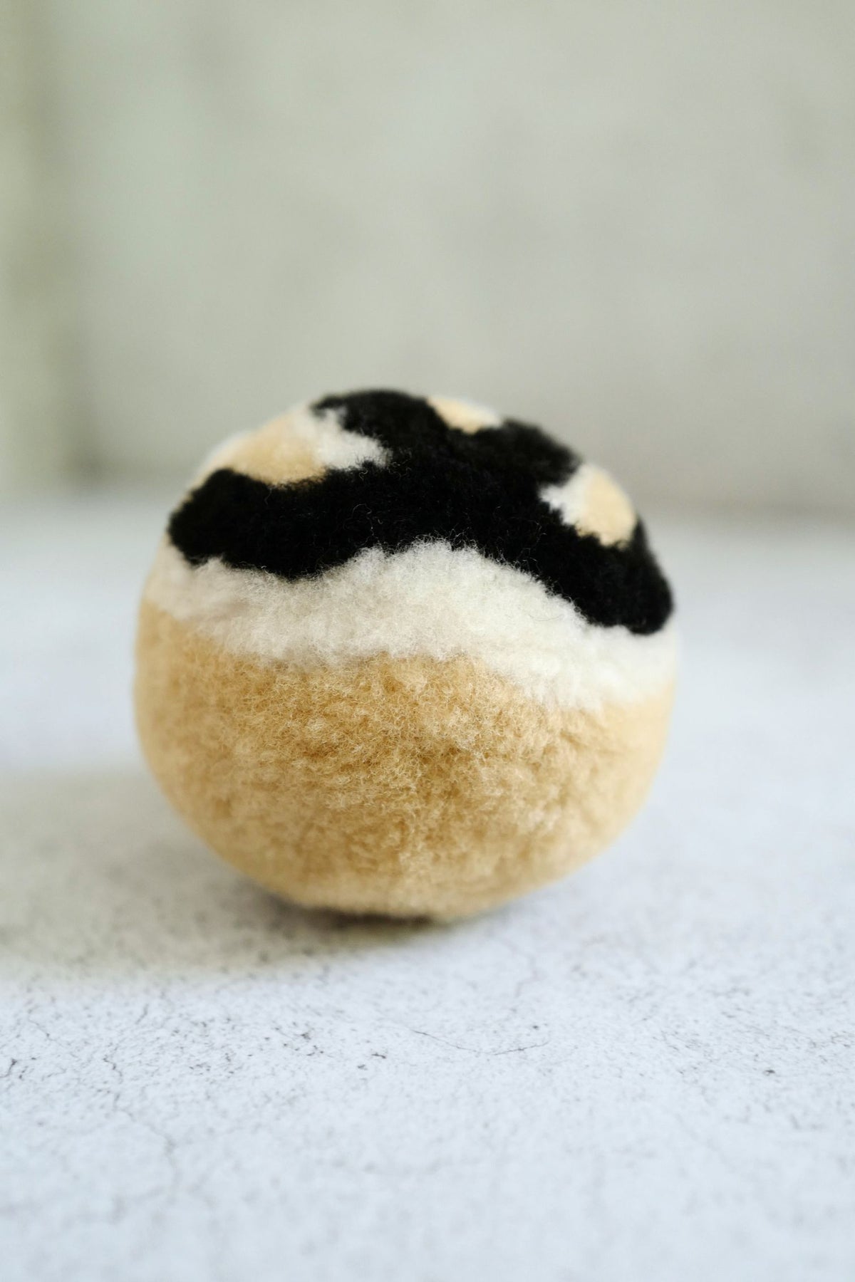 NEW Chanel 26N Coco Neige Mini Ball Bag Charm CC Logo Lambskin Shearling Black Beige