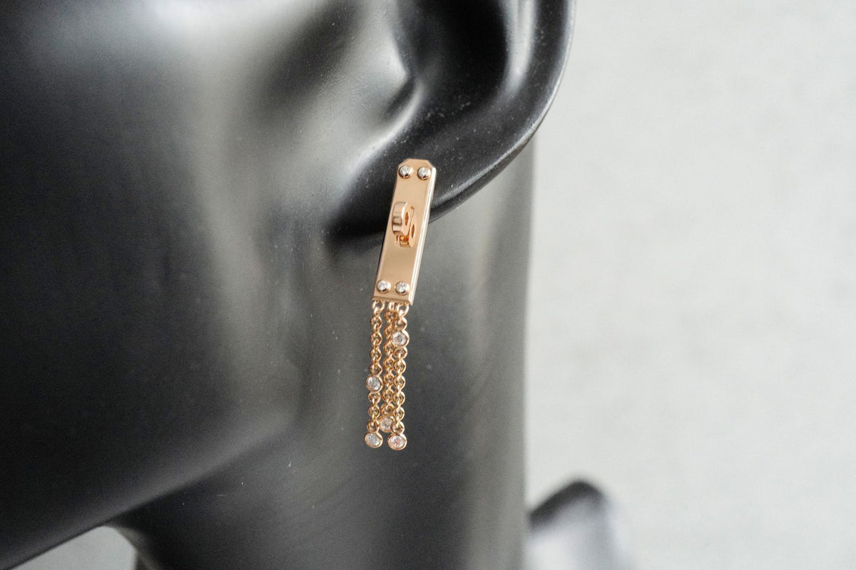 Hermès Kelly Gavroche Earrings Small Model 18K Rose Gold 18 Diamonds