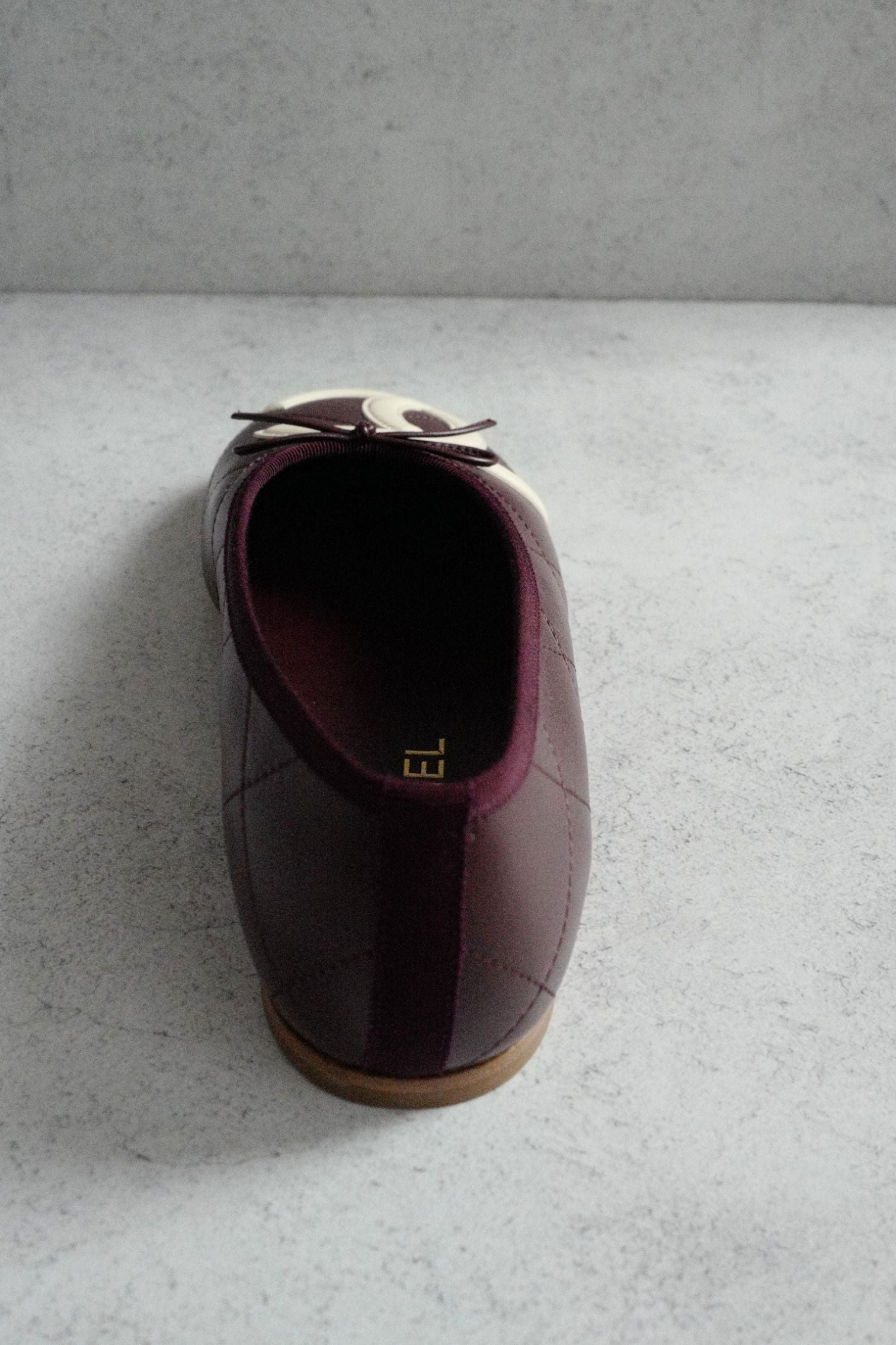 Chanel 26M Coco Beach Ballet Flats Burgundy White Lambskin Size 37