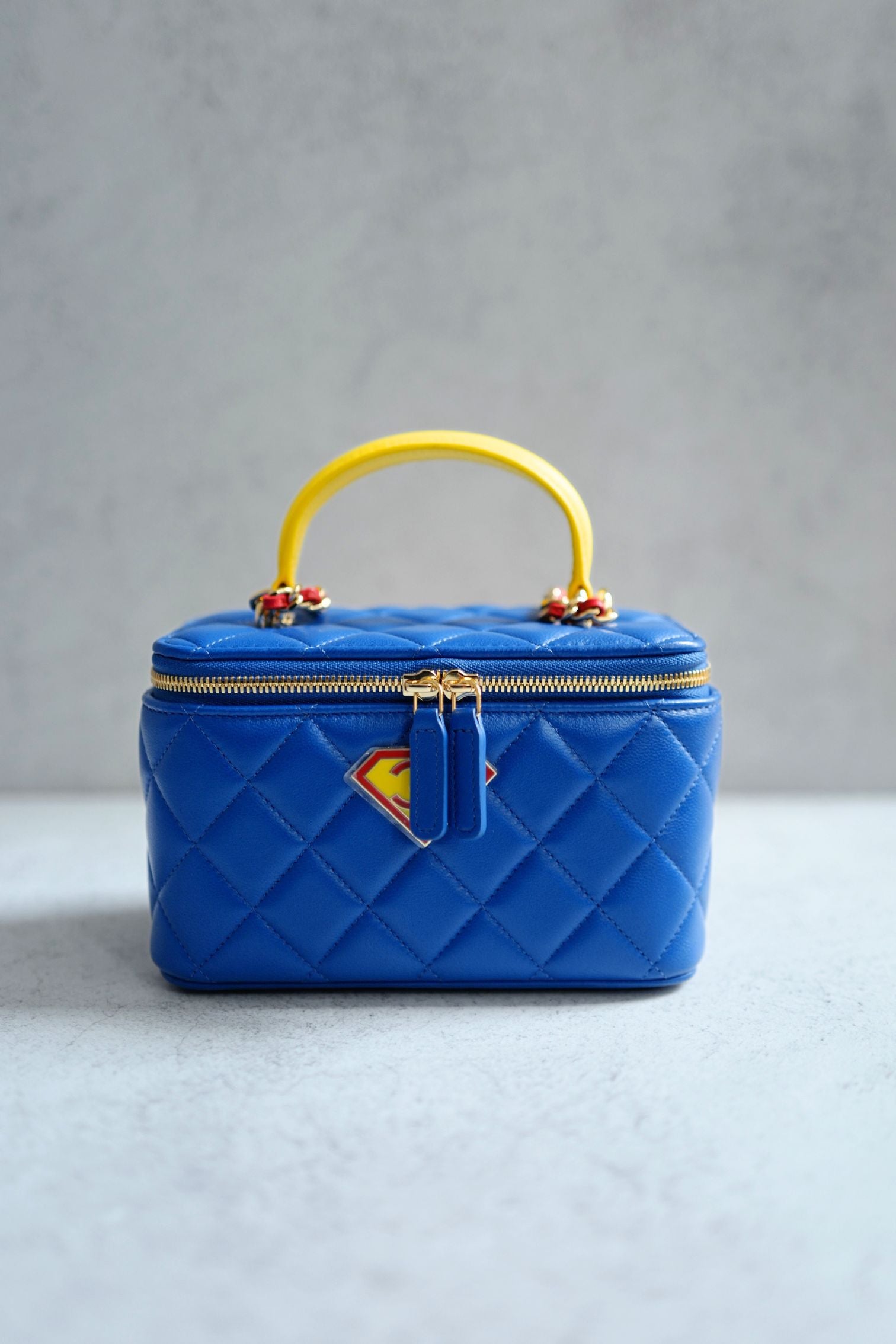 Chanel 26A Long Vanity Superman With Chain Lambskin Blue/Yellow/Red Gold HW