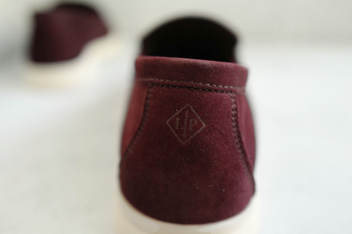 BNIB Loro Piana Summer Charms Walk Loafer Burgundy Suede Calfskin Size 37.5