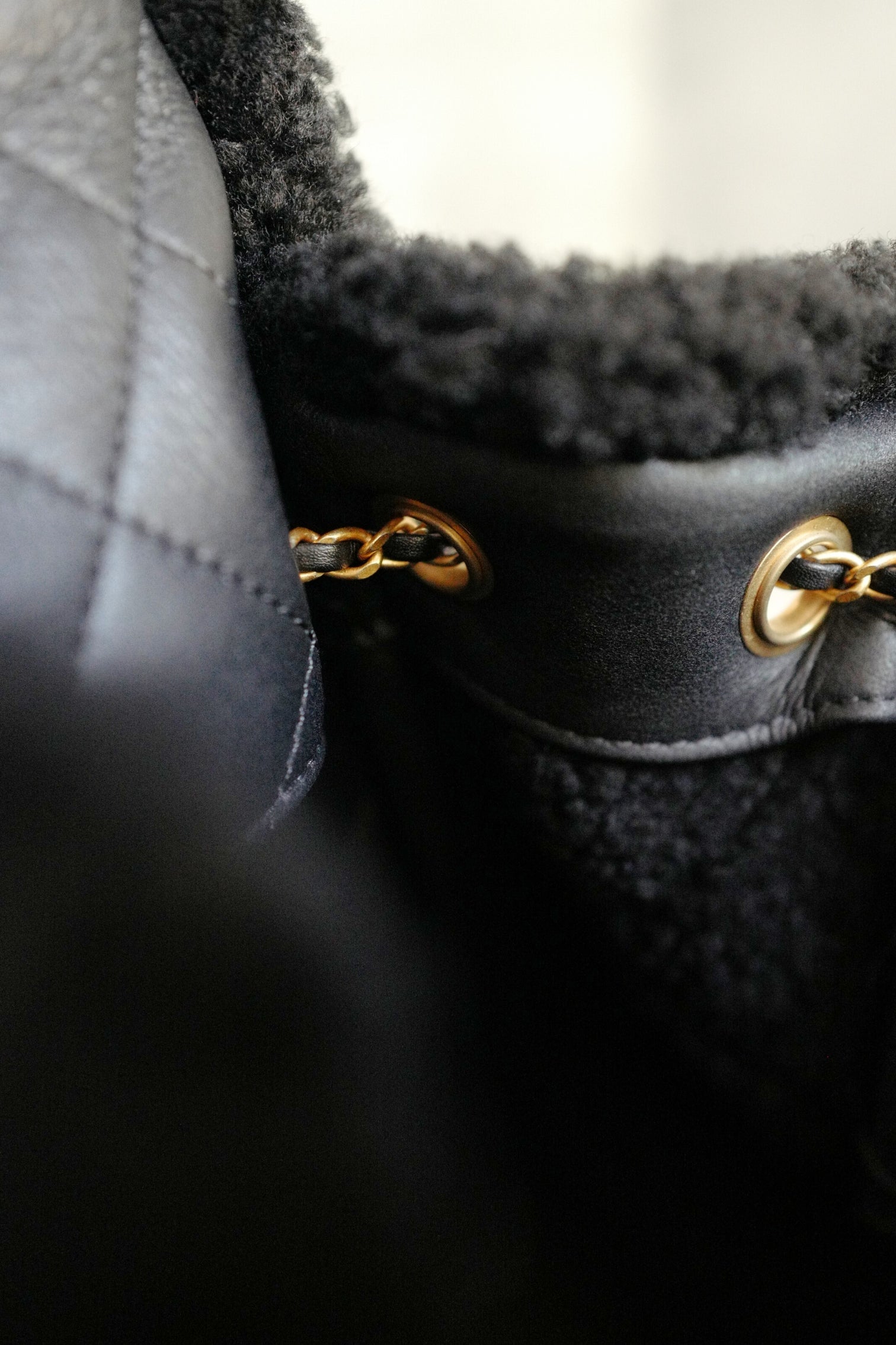 Chanel 25K Small Hobo Bag in Black Shearling and Calfskin Leather Gold Hardware