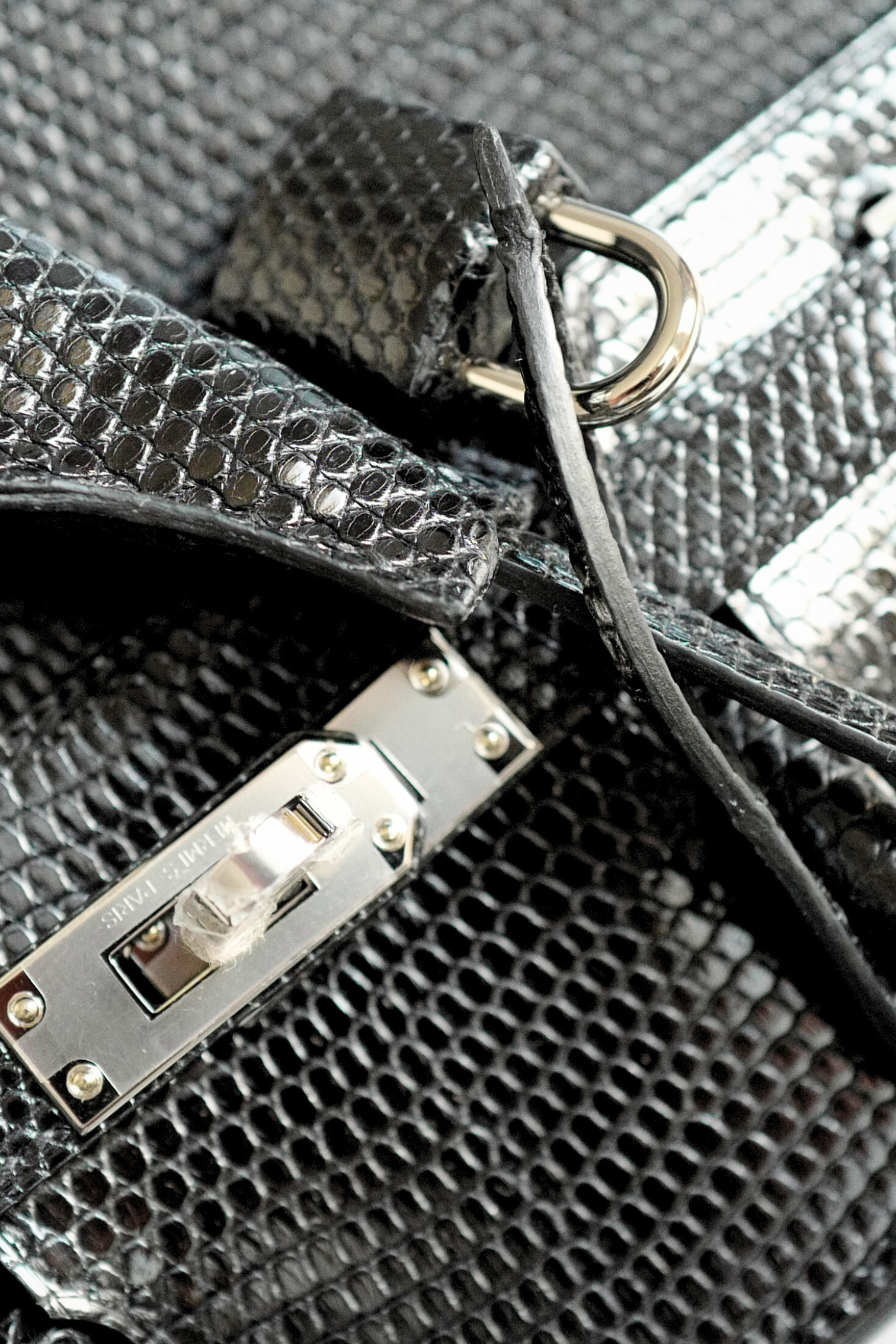 Hermès Birkin 25 Black Lizard Lisse with Palladium Hardware K