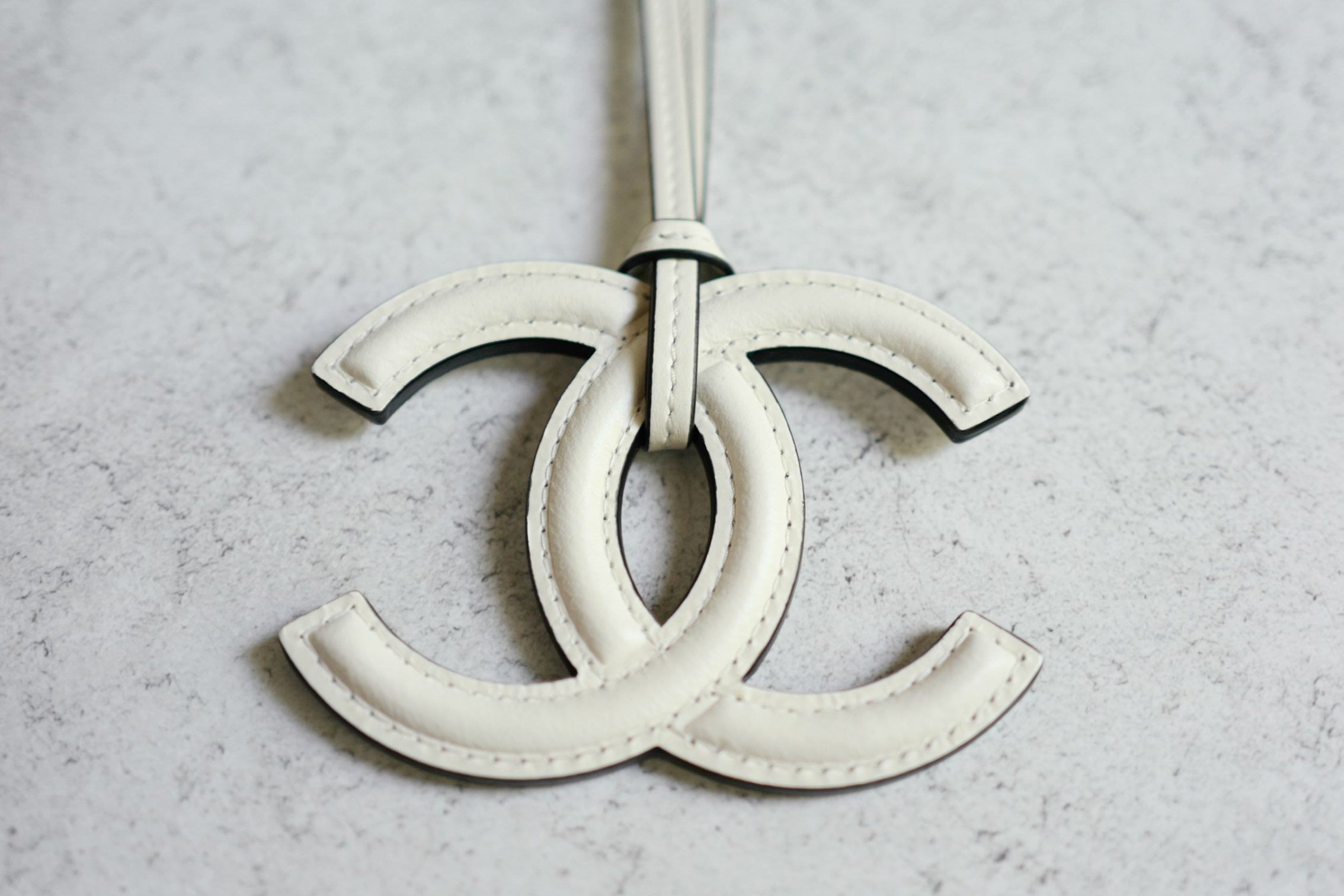 Chanel 26S Mini Bag Charm White Lambskin Leather