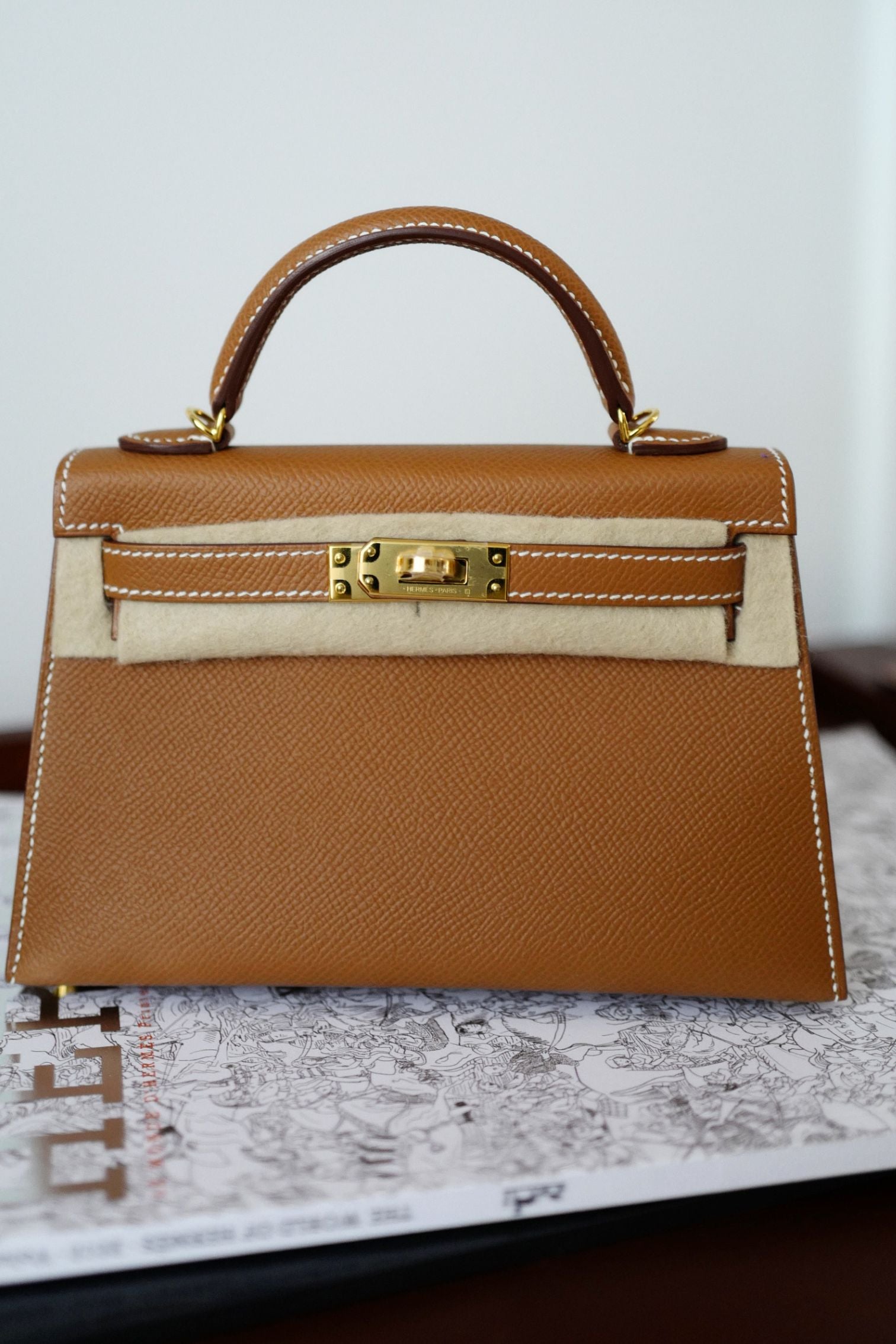 NEW Hermes Mini Kelly Gold Epsom Calfskin Gold Hardware