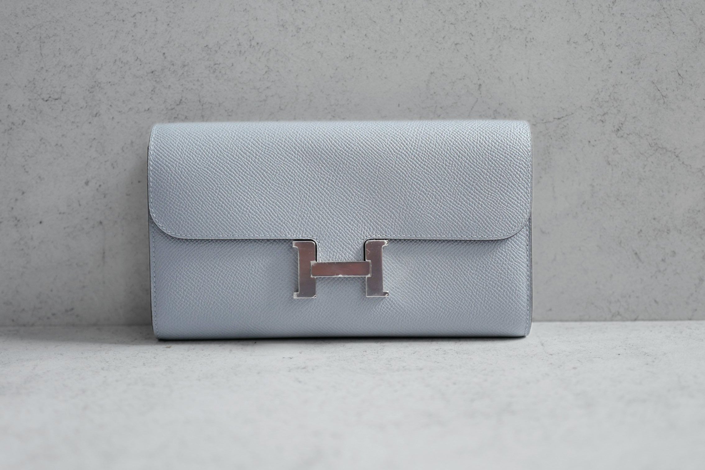 BNIB Hermes Constance To Go Wallet Gris Pantin Epsom Calfskin Palladium Hardware