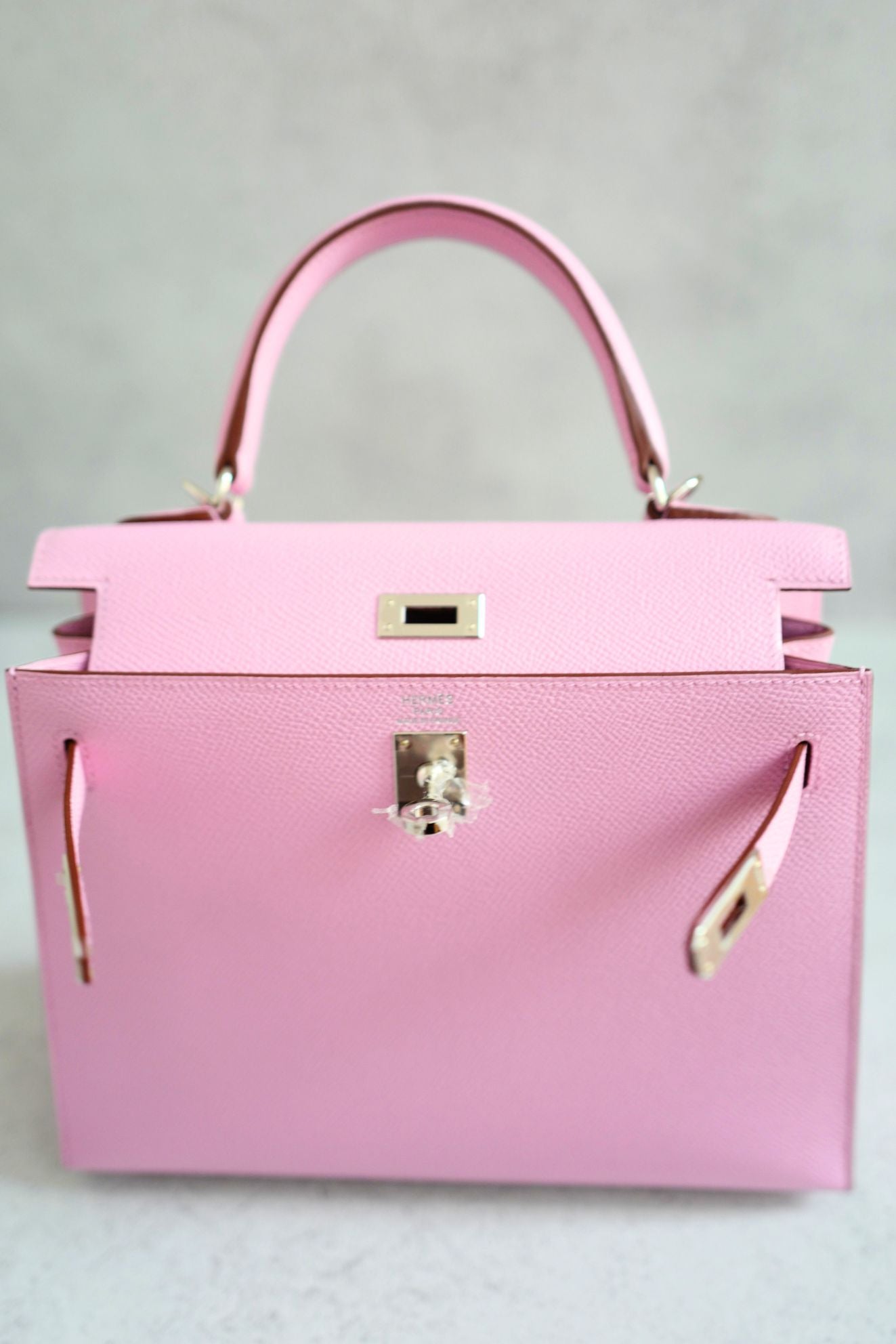 Hermès Kelly 25 Mauve Sylvestre Epsom Sellier Palladium Hardware K Stamp