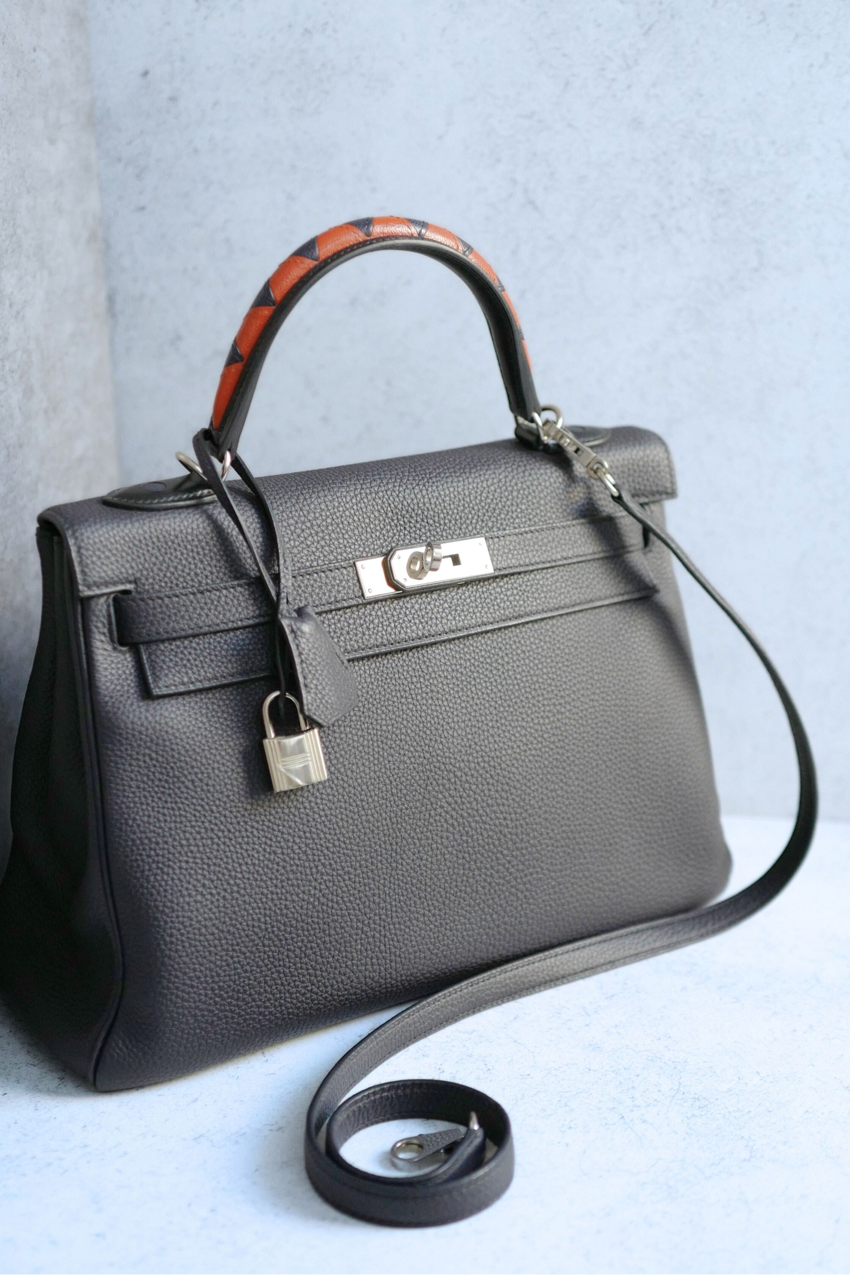 Hermes Kelly Au Galop 32 Bleu Indigo Togo with Palladium HW Limited Edition