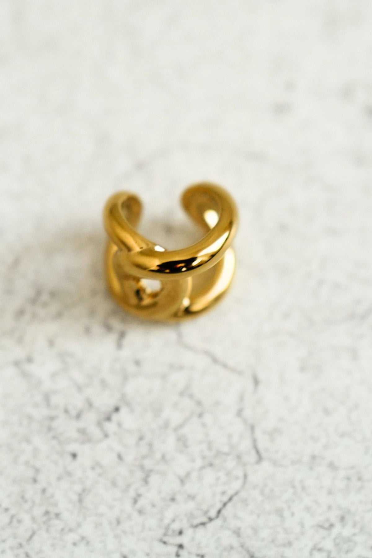 NEW Chanel 26K Ear Cuff Metal Gold Interlocking CC Logo Women Earring