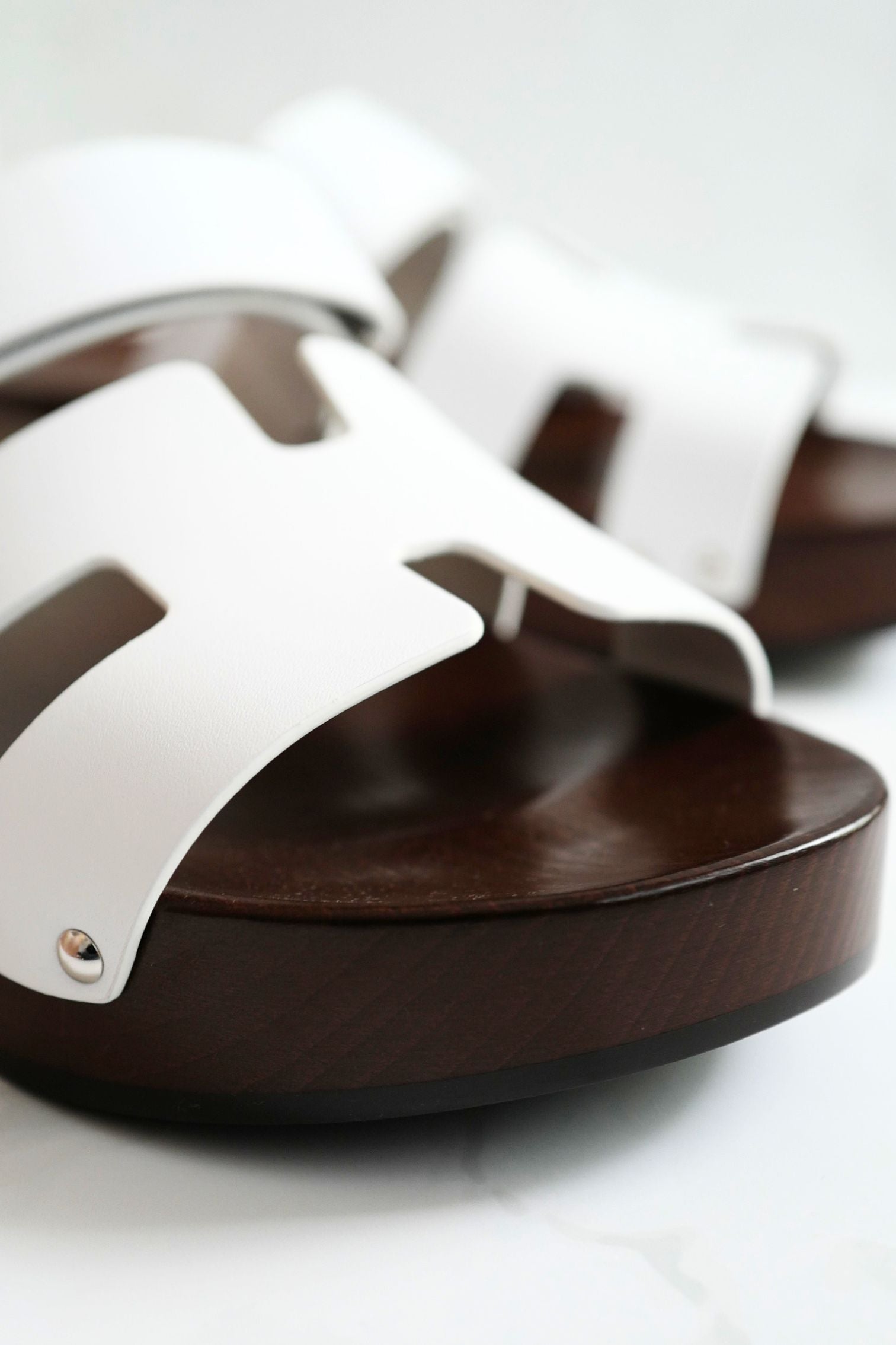 BNIB HERMÈS Kos Veau Women's Clog Blanc/white - Size 37