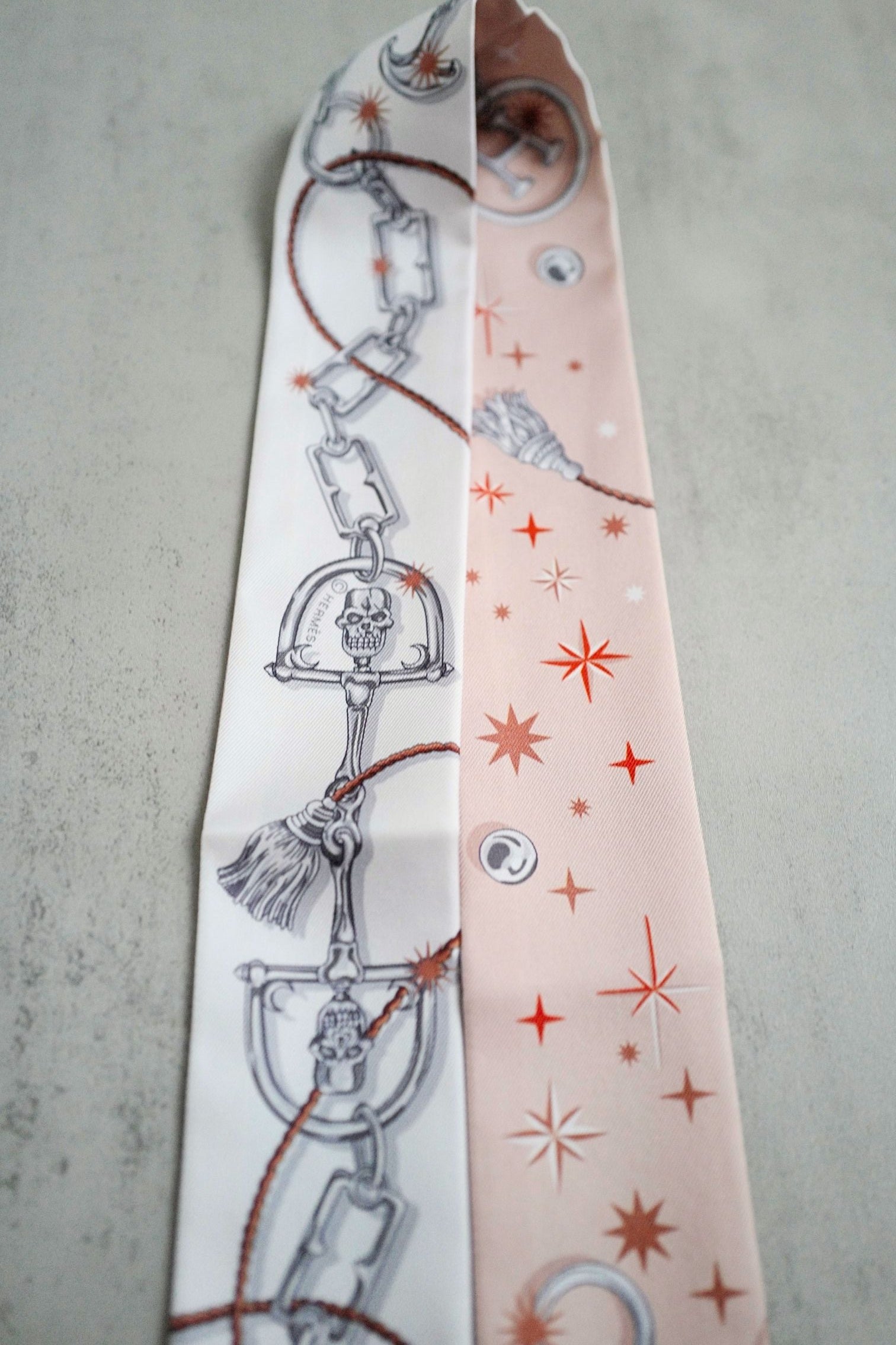 Hermès C’est La Fête Twilly Beige Rose / Caramel / Blanc