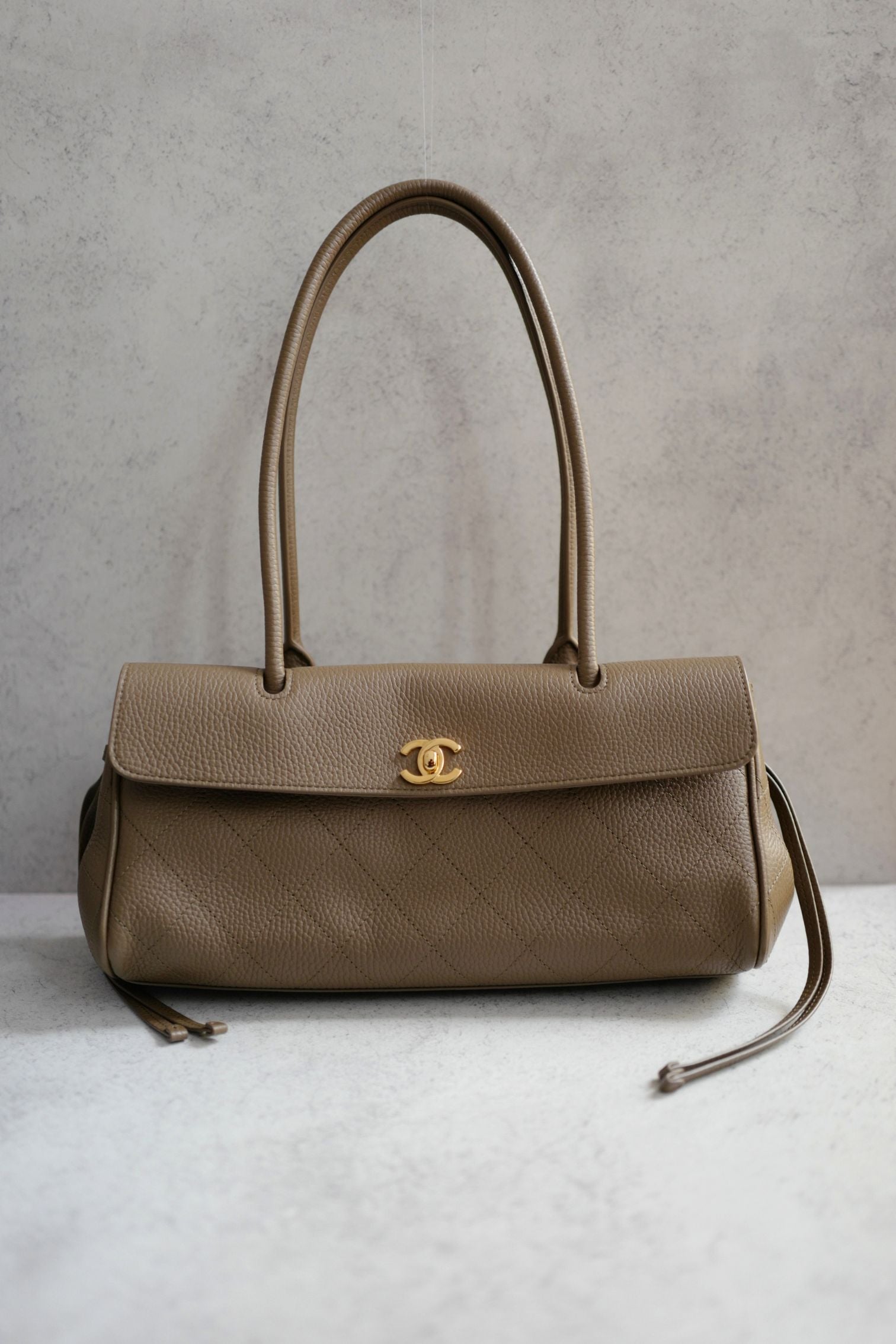 Chanel 26S Small Shopping Bag Matthieu Blazy Baguette Dark Khaki Calfskin GHW