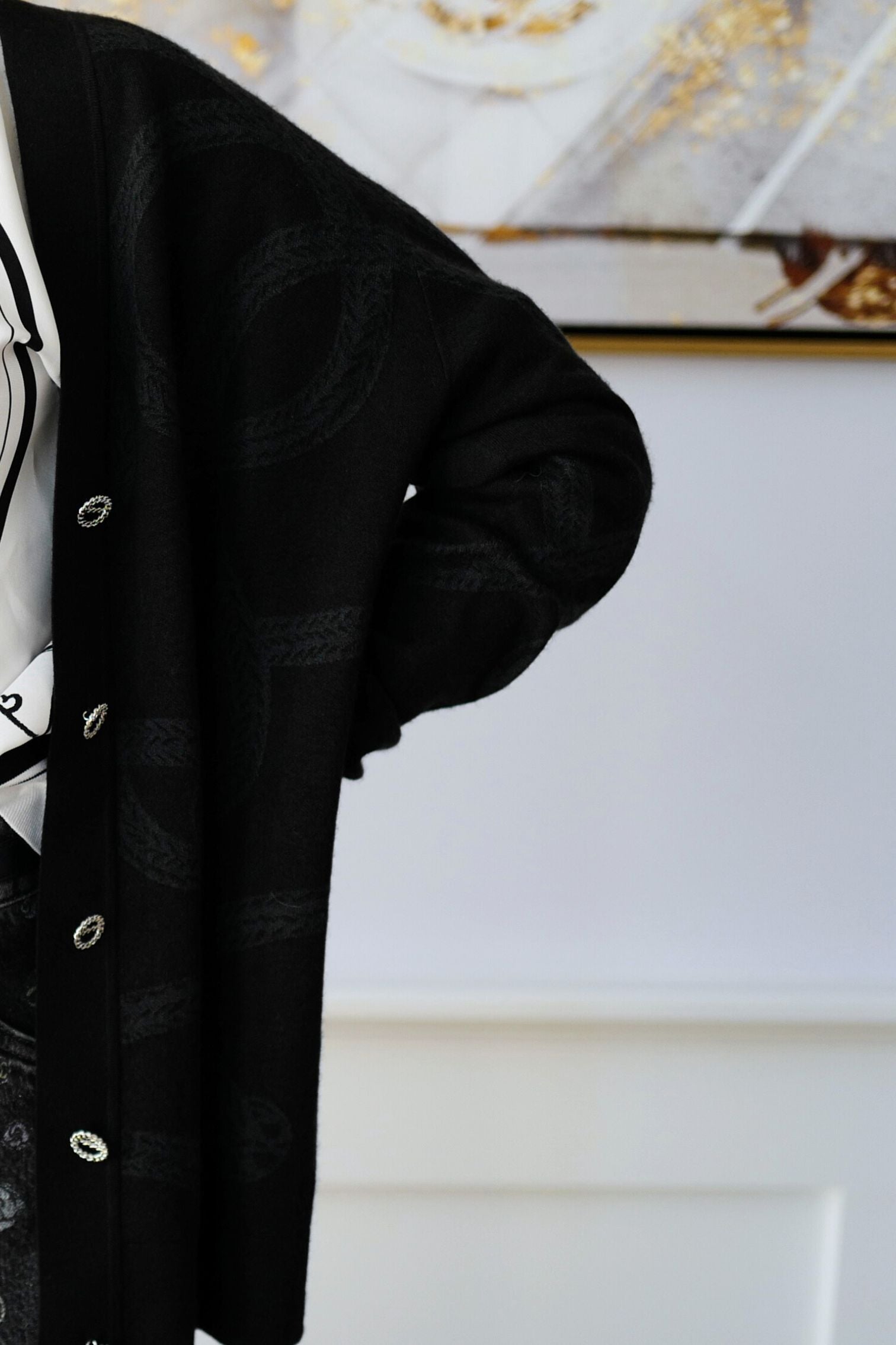 Hermès Palefroi Double Face Knit Cardigan Noir Cashmere Silk Size 36