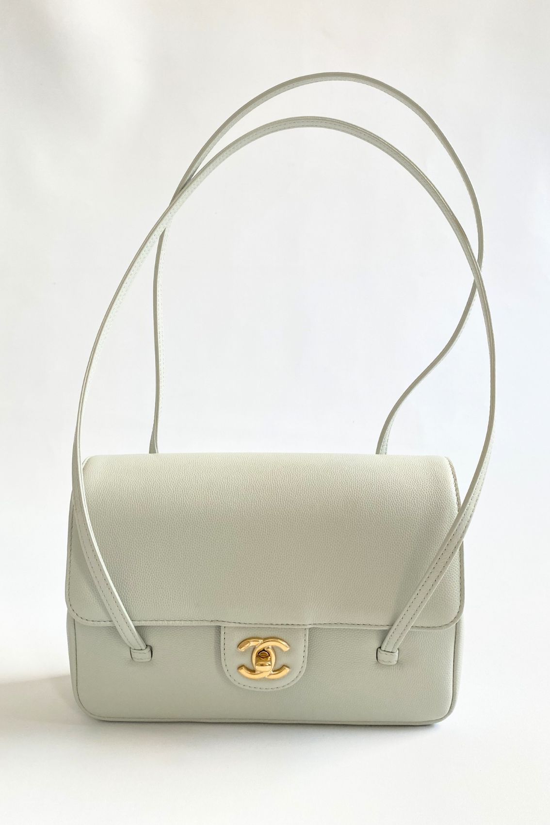 Chanel 26s Preppy Coco 22 Small Light Green Grained Shiny Calfskin GHW
