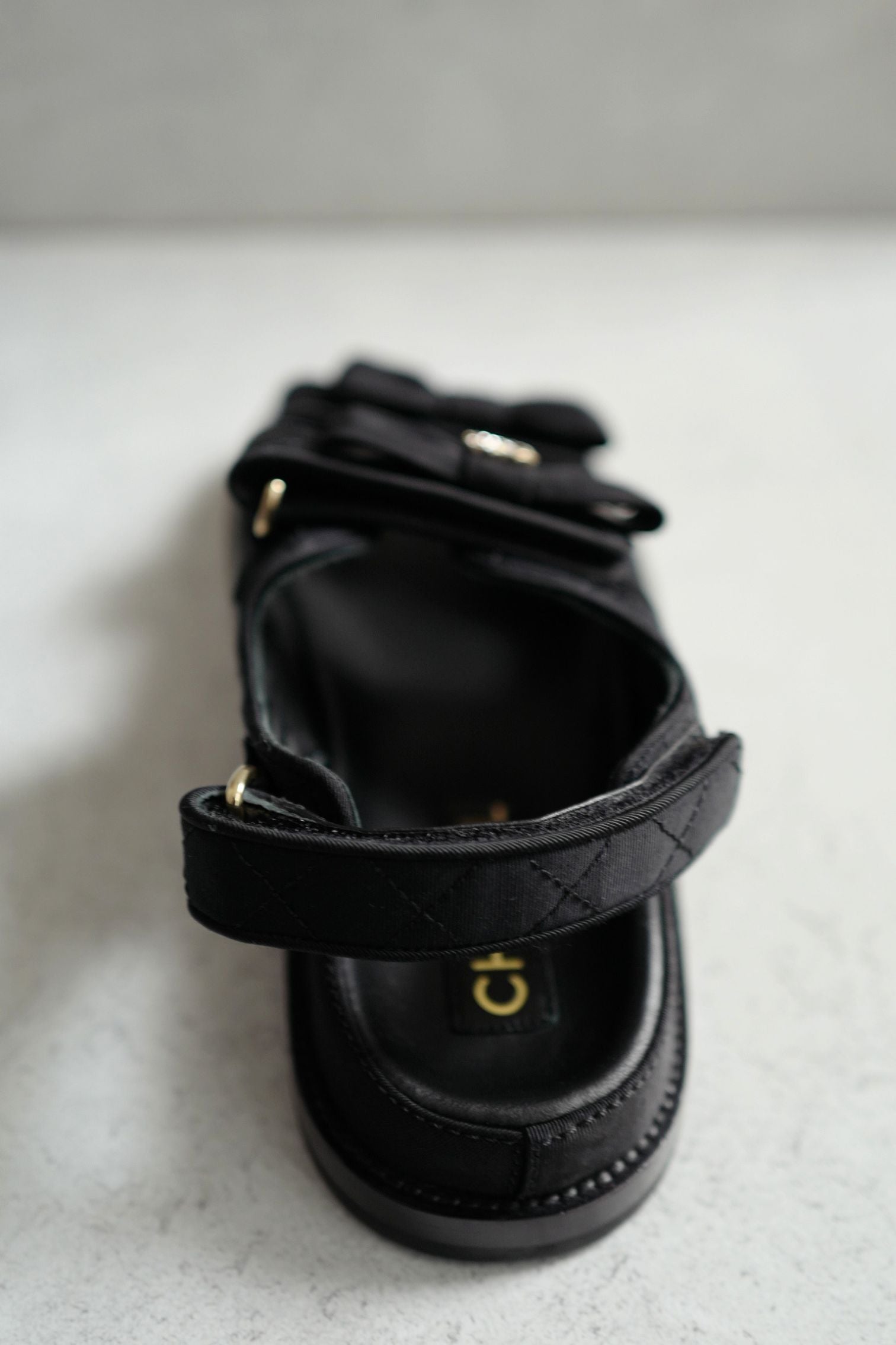 BNIB Chanel Dad Sandal CC Crystals In Black With Bows Size 38 - Limited