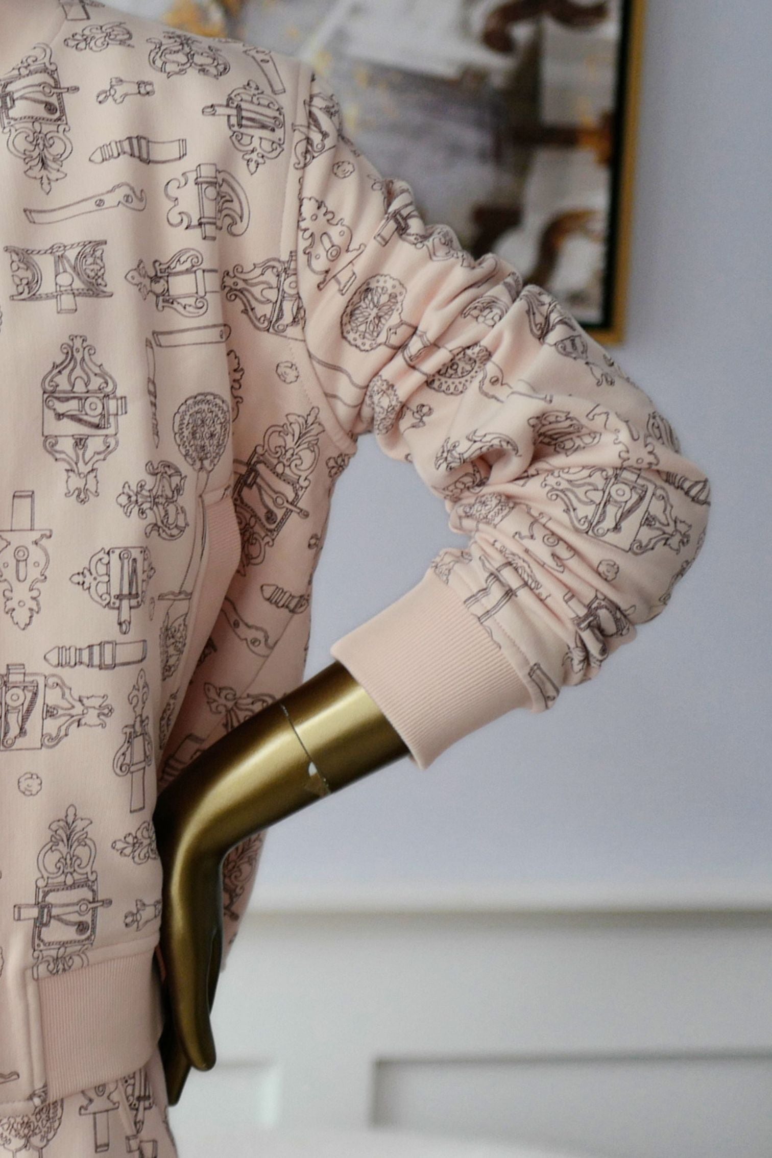 Hermes Varsity Jacket "Ferronnerie Remix" Rose Opaline Cotton Size 36