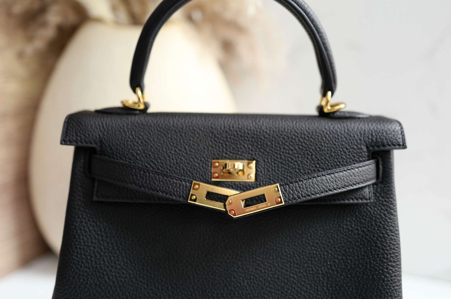 BNIB Hermes Kelly 25 Black Togo Retourne Gold HW W 2024 Complete With Receipt