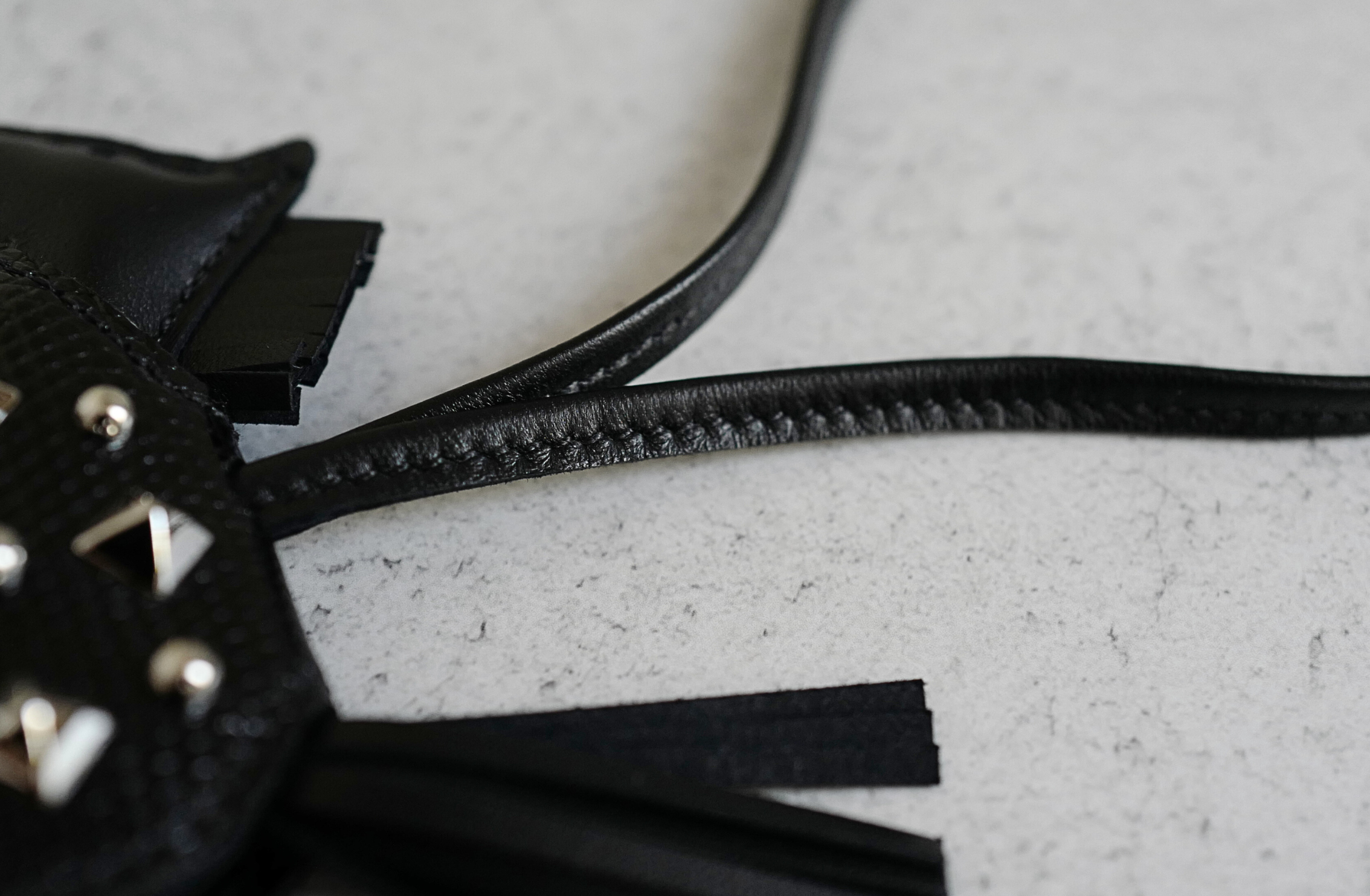 Hermès Rodeo PM Rock Charm Robeo Noir Lizard & Milo Lambskin with Palladium Studs