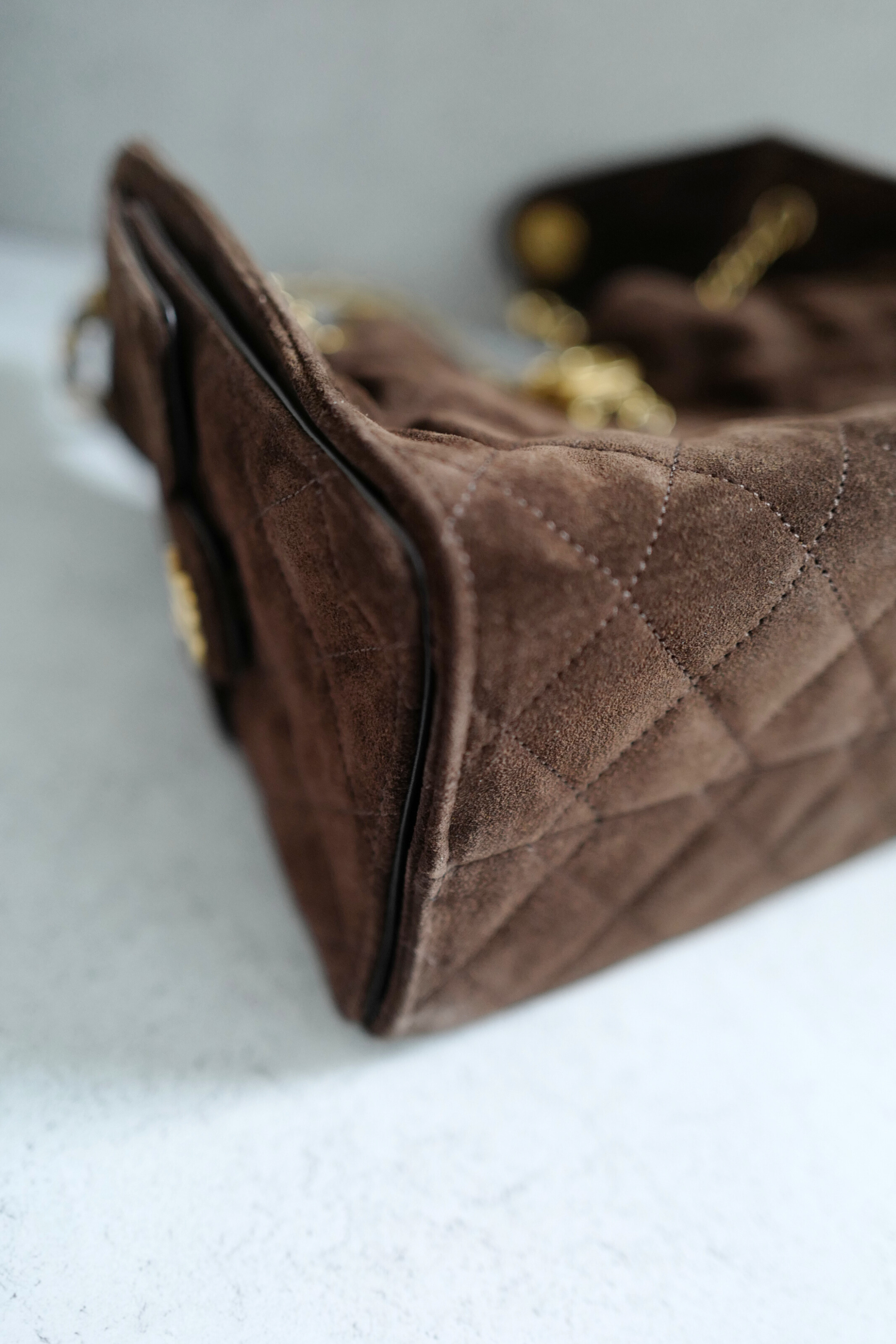 BNIB Chanel 26C Small Hobo Bag Dark Brown Suede with Gold Hardware