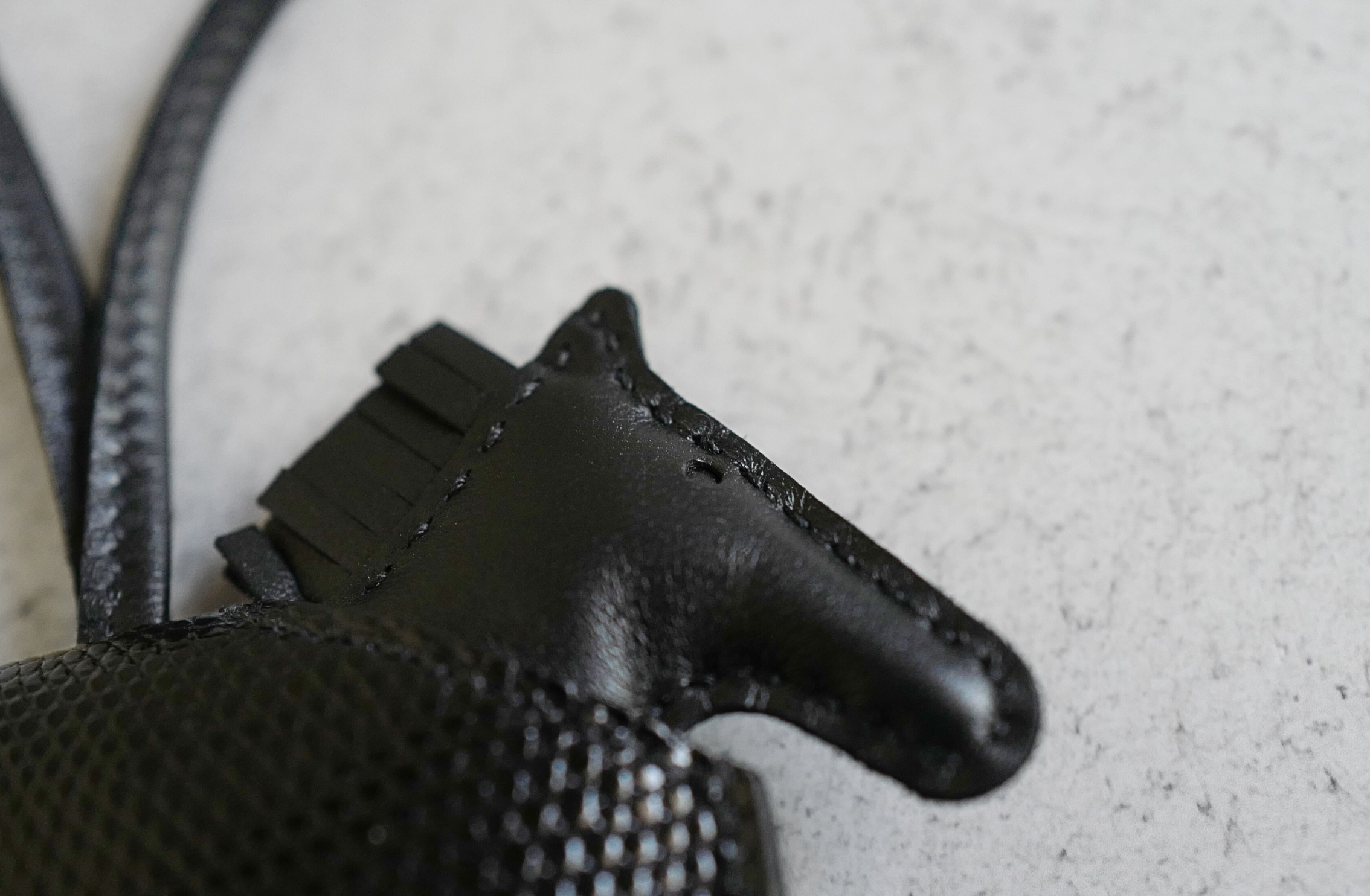 Hermès Rodeo PM Rock Charm Robeo Noir Lizard & Milo Lambskin with Palladium Studs