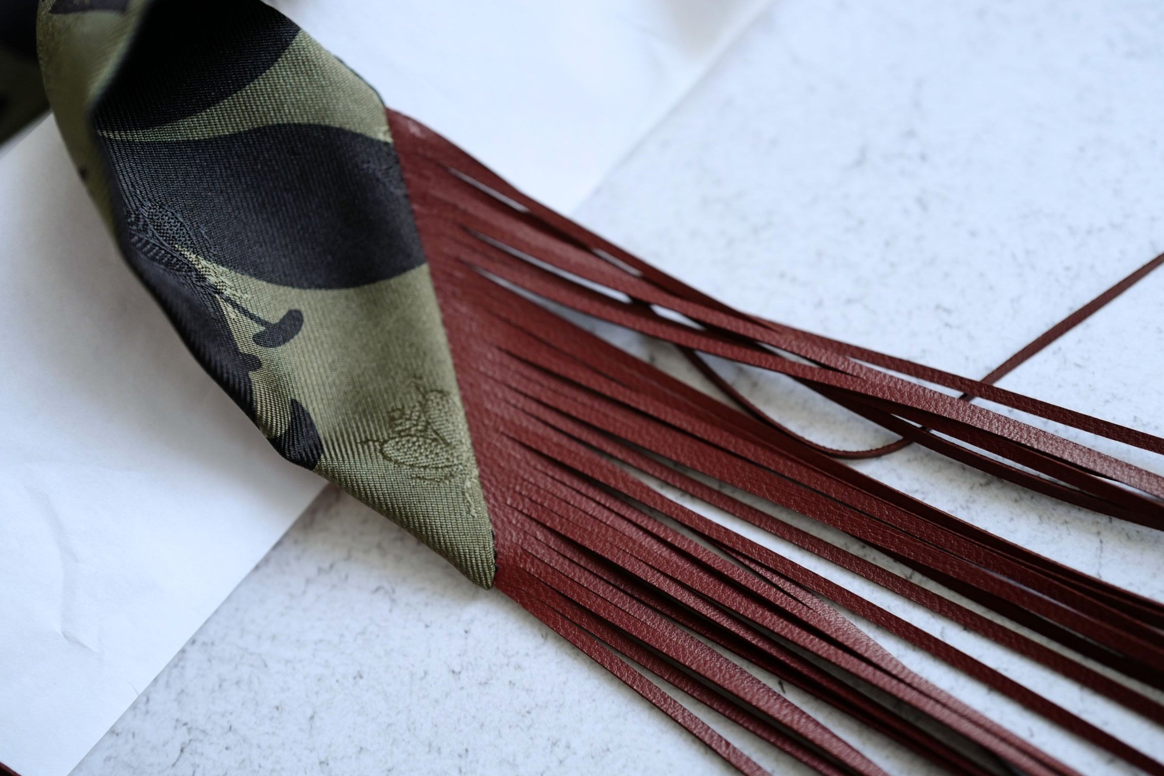 Hermès Twilly Bouquet Final Silk Noir/Vert Loden/Rouge H with Leather Fringe