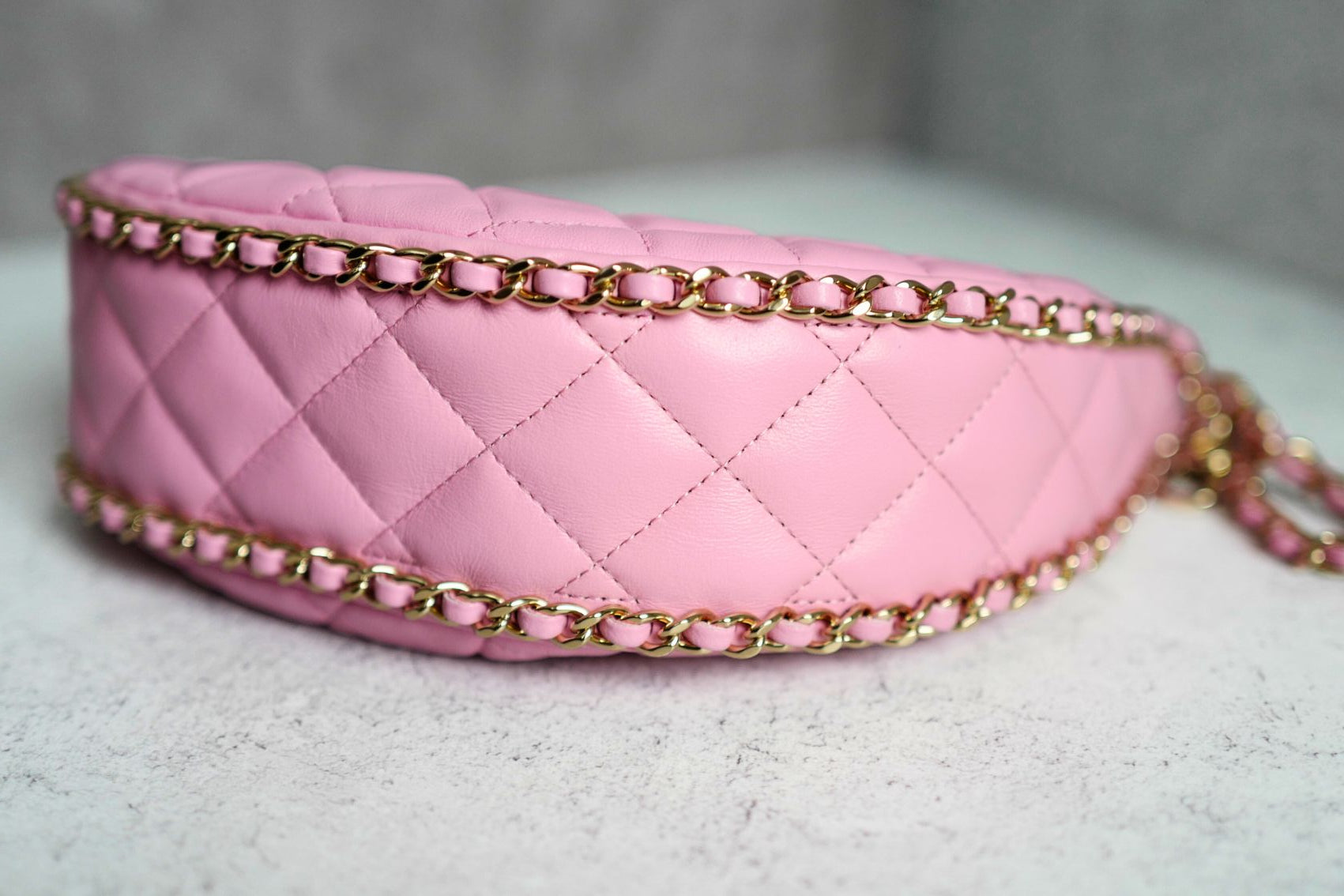 Chanel 23P Small Half Moon Hobo Bag In Lilac Pink With Gold Hardware
