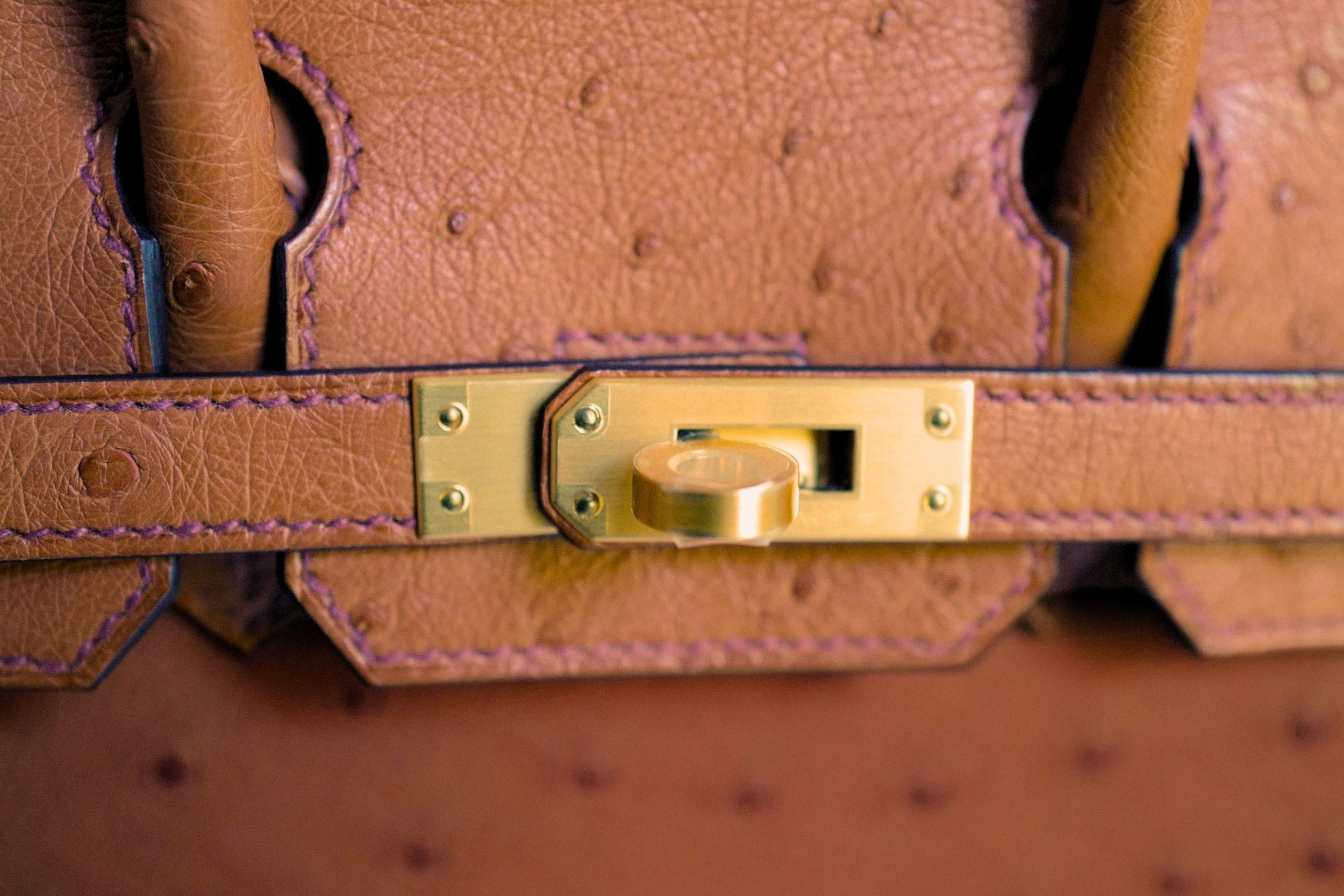 Hermès Birkin 25 Cognac Ostrich Leather Gold Hardware G Stamp 2026