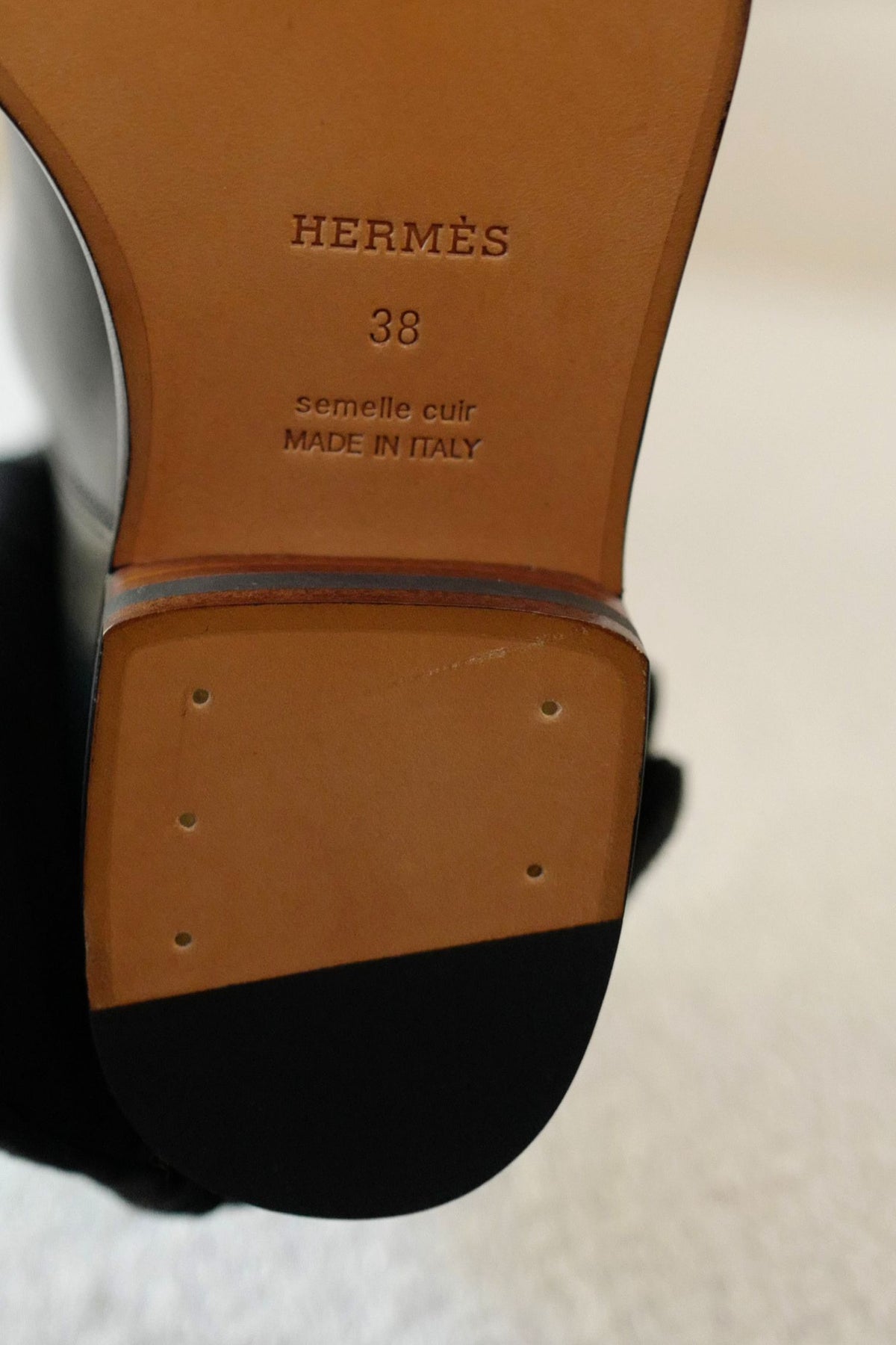 Hermes Thigh High Boots Noir Calfskin Palladium Kelly Buckle Size 38