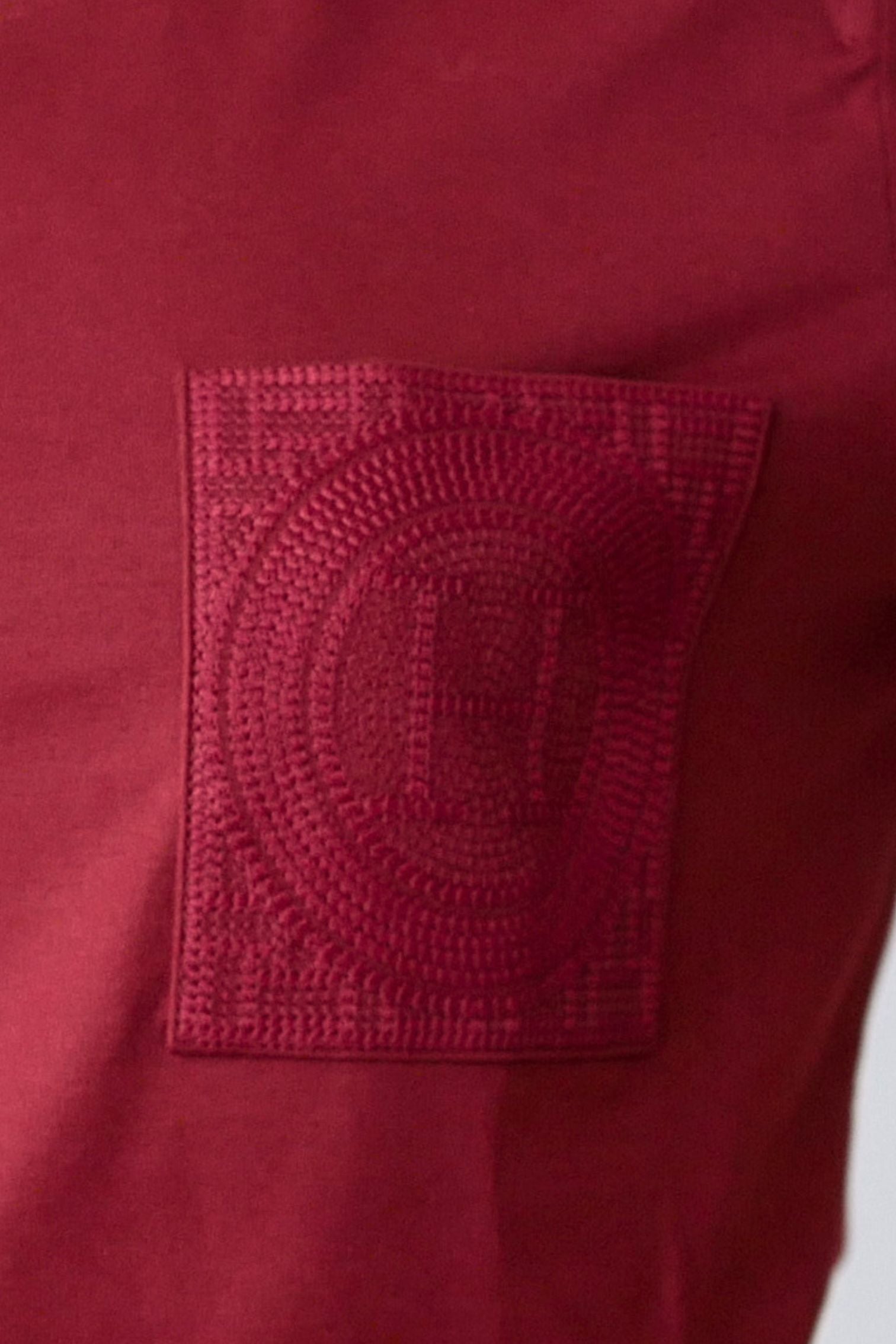 Hermès Embroidered Pocket T-Shirt Rouge Carmin Cotton Crewneck Size 36