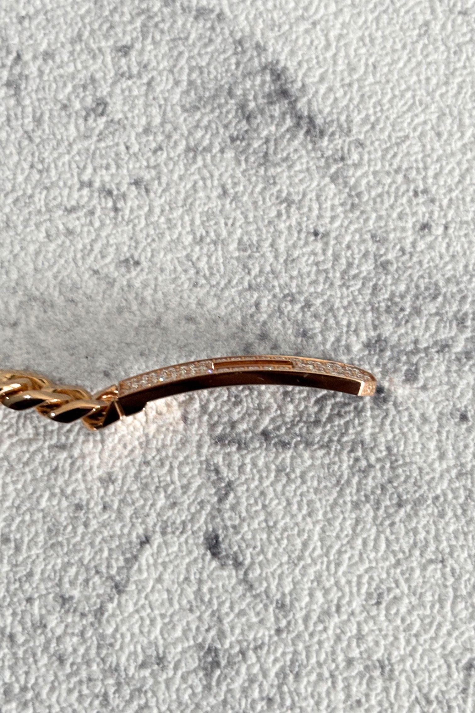 NEW Hermes Kelly Gourmette Bracelet Rose Gold 750 Diamond 0.90ct ST