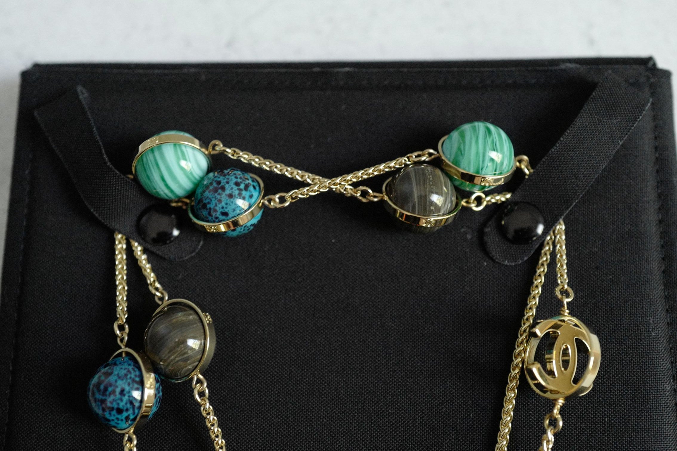 Chanel 26S Long Necklace Gold Multicolour Metal Glass Pearls