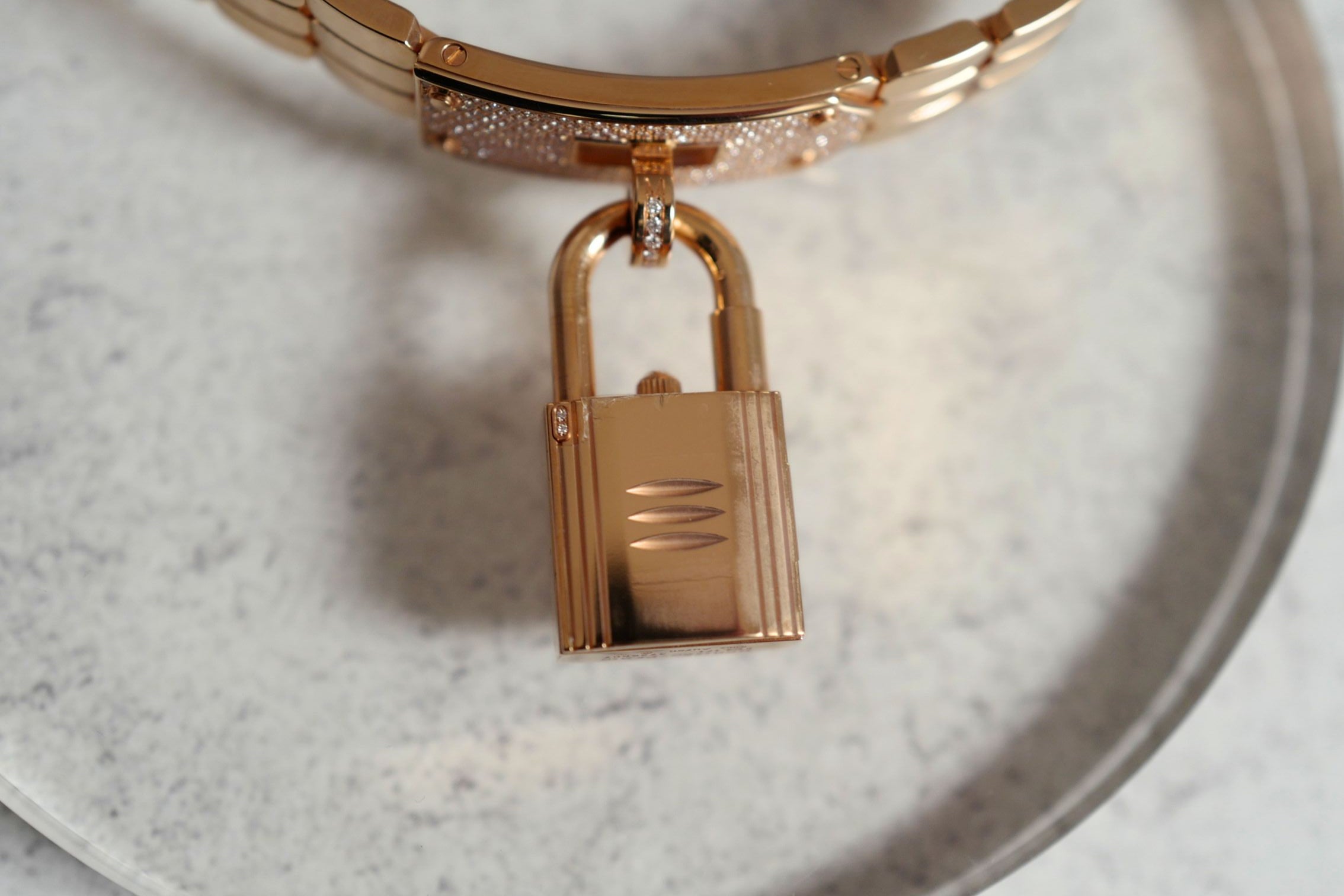 BNIB Hermes Mini Kelly Watch Rose Gold 16 mm With Diamond Set Over $40K Retail