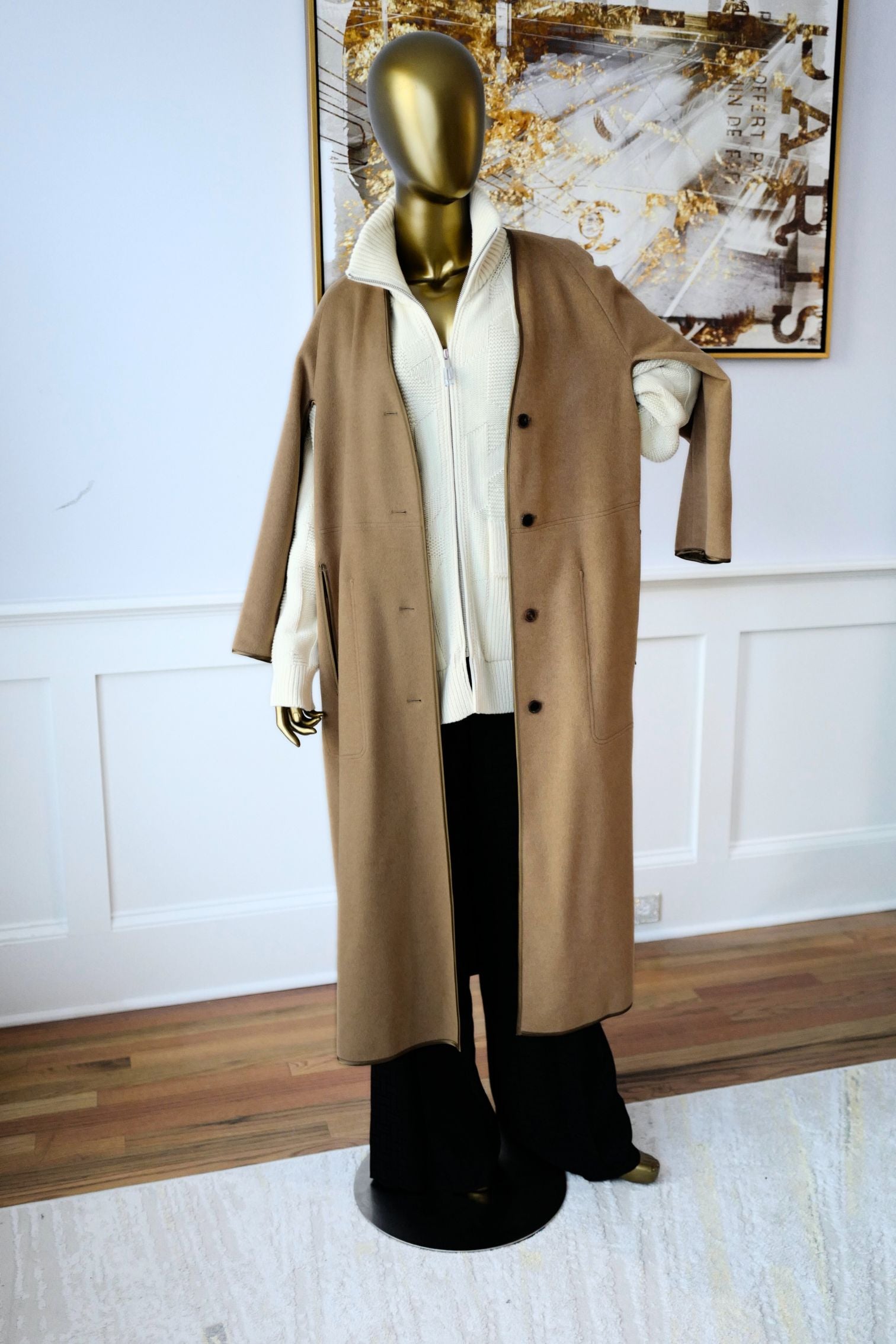 Hermès Women’s Overcoat Size 34 Beige Camel Hair Coat