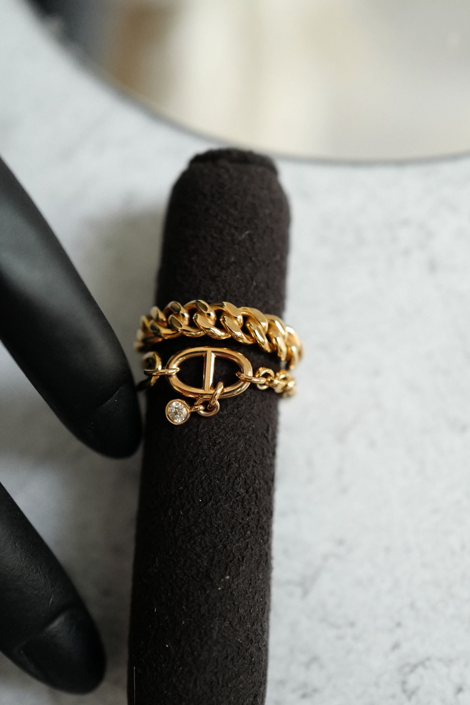 NEW Hermès Mix and H Ring 18K Rose Gold Diamond Size 54